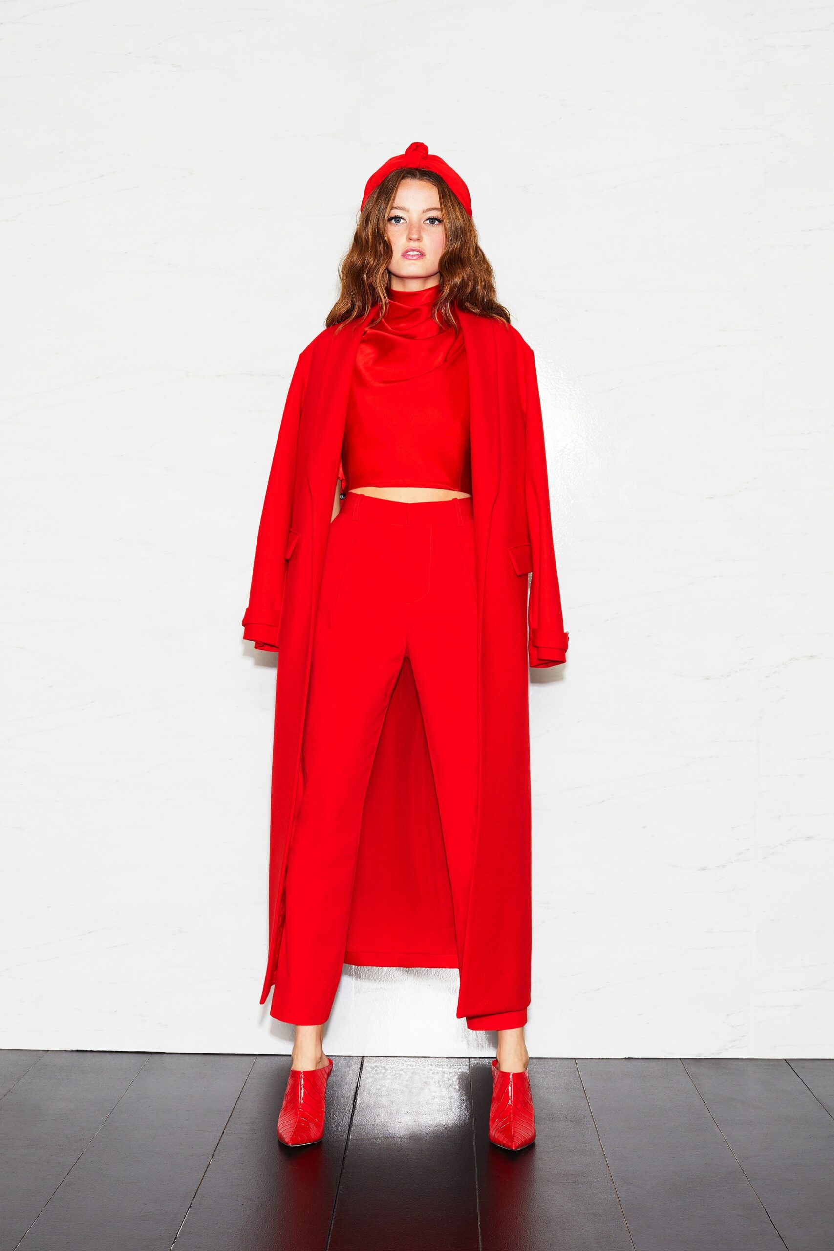 red sleeveless high-neck fitted cropped top