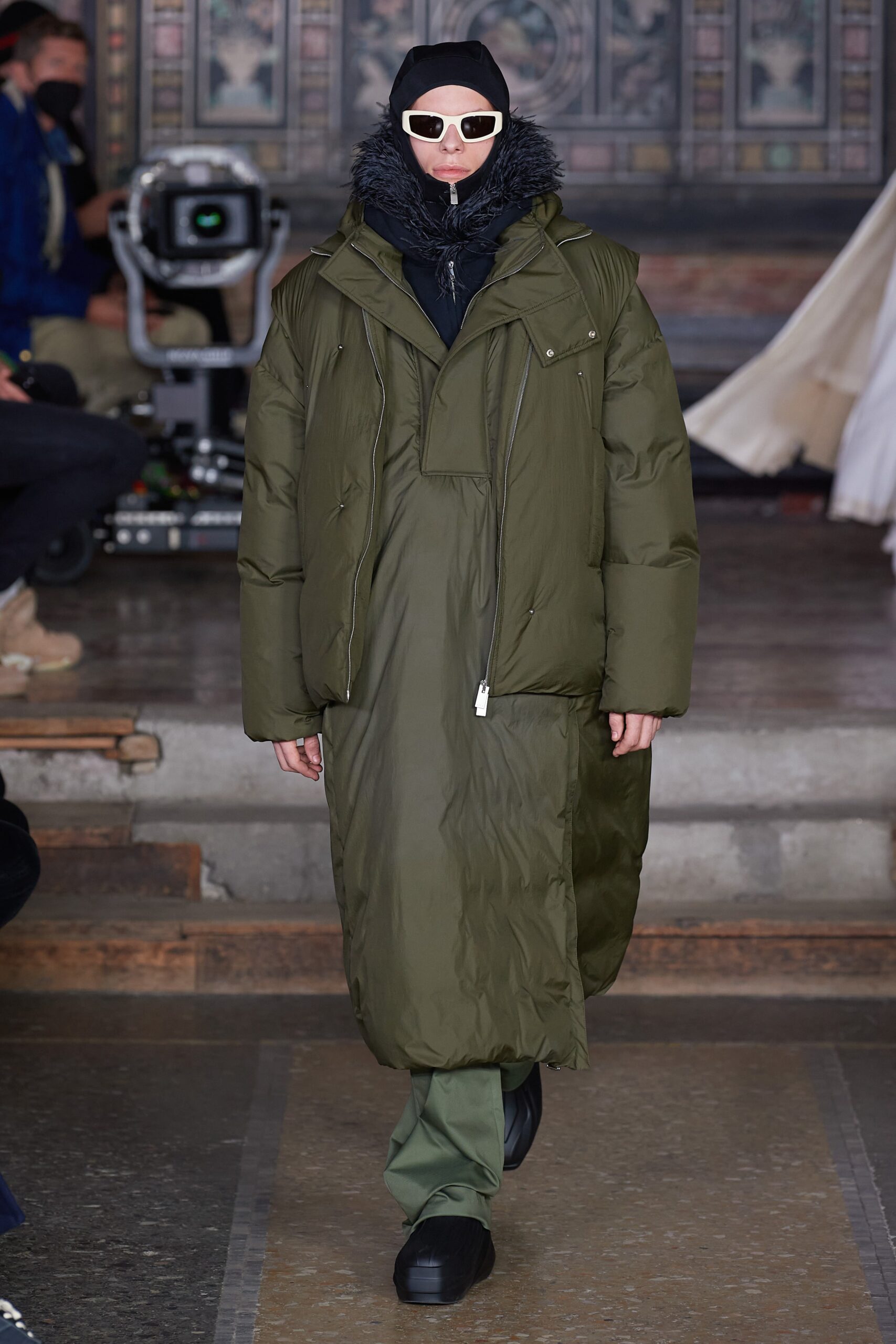 oversized green padded coat