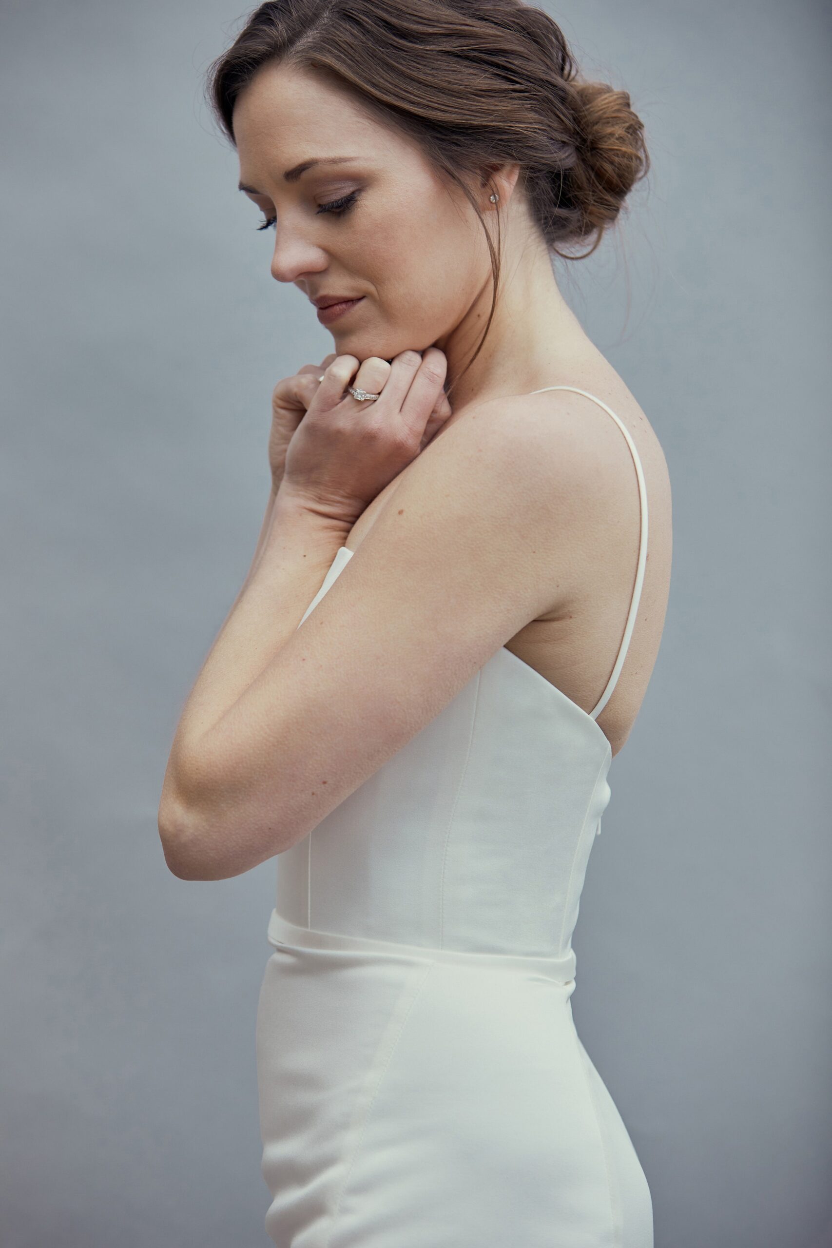 fitted white silk dress