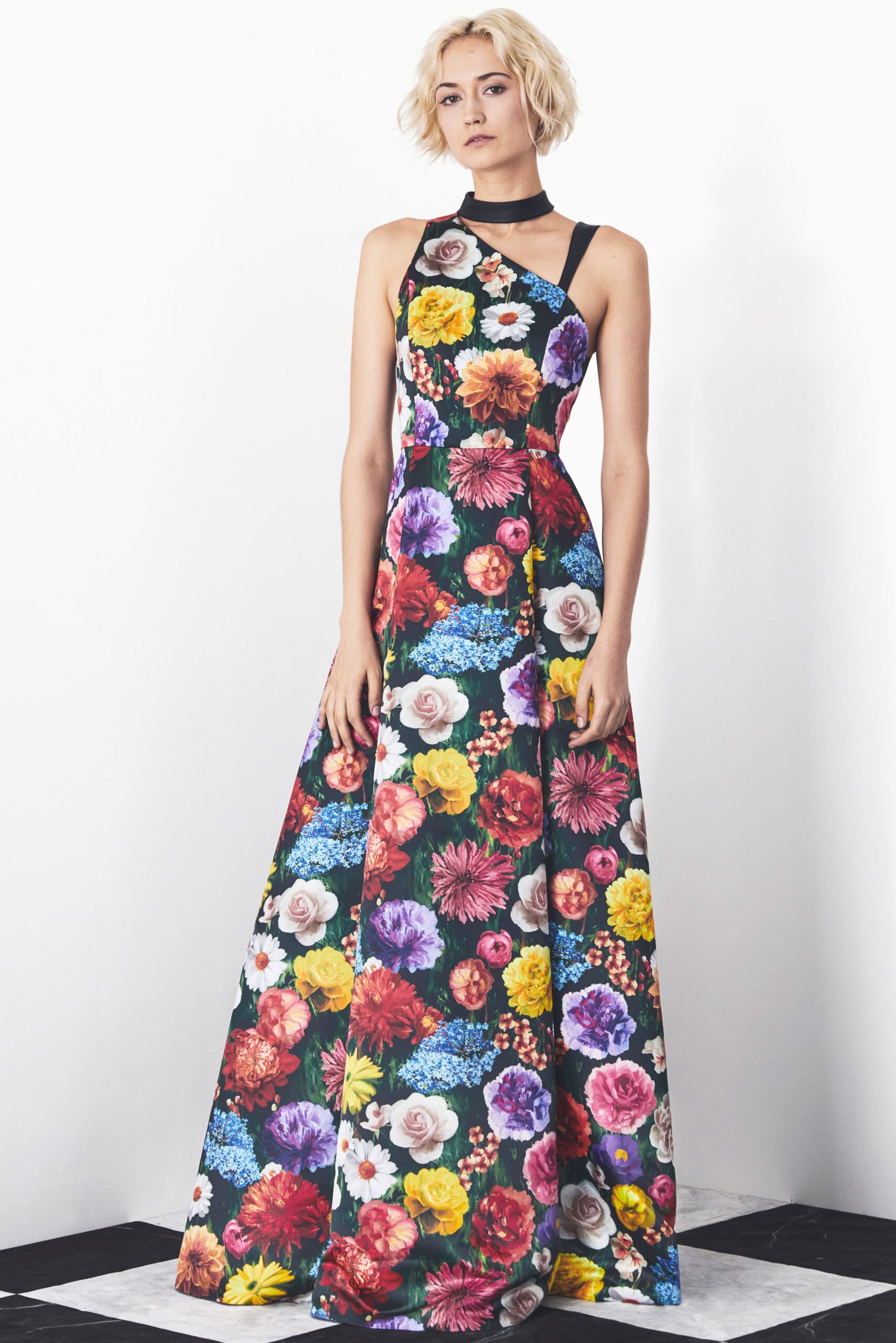multi-colored floral gown