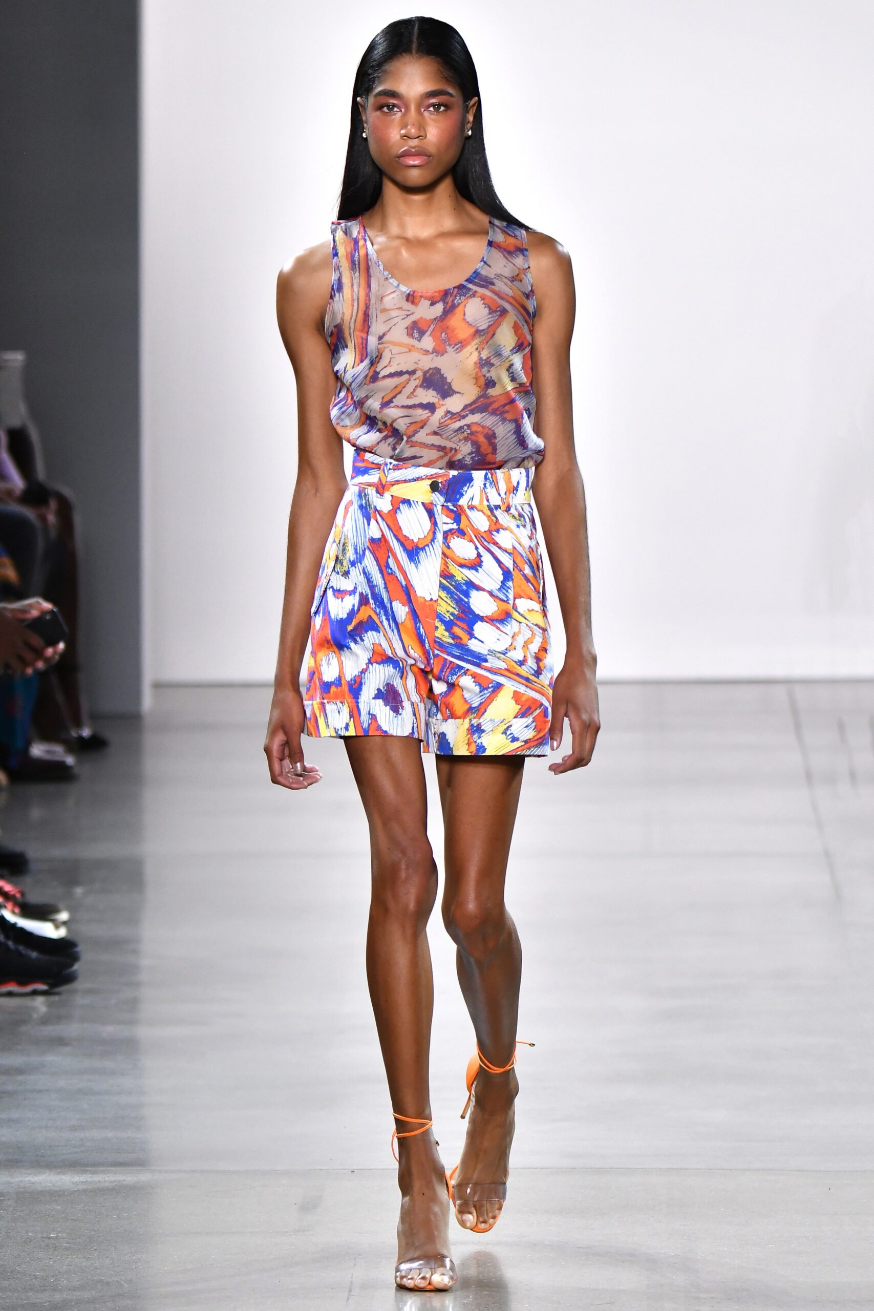 multi silk sleeveless v-neck fitted layered top