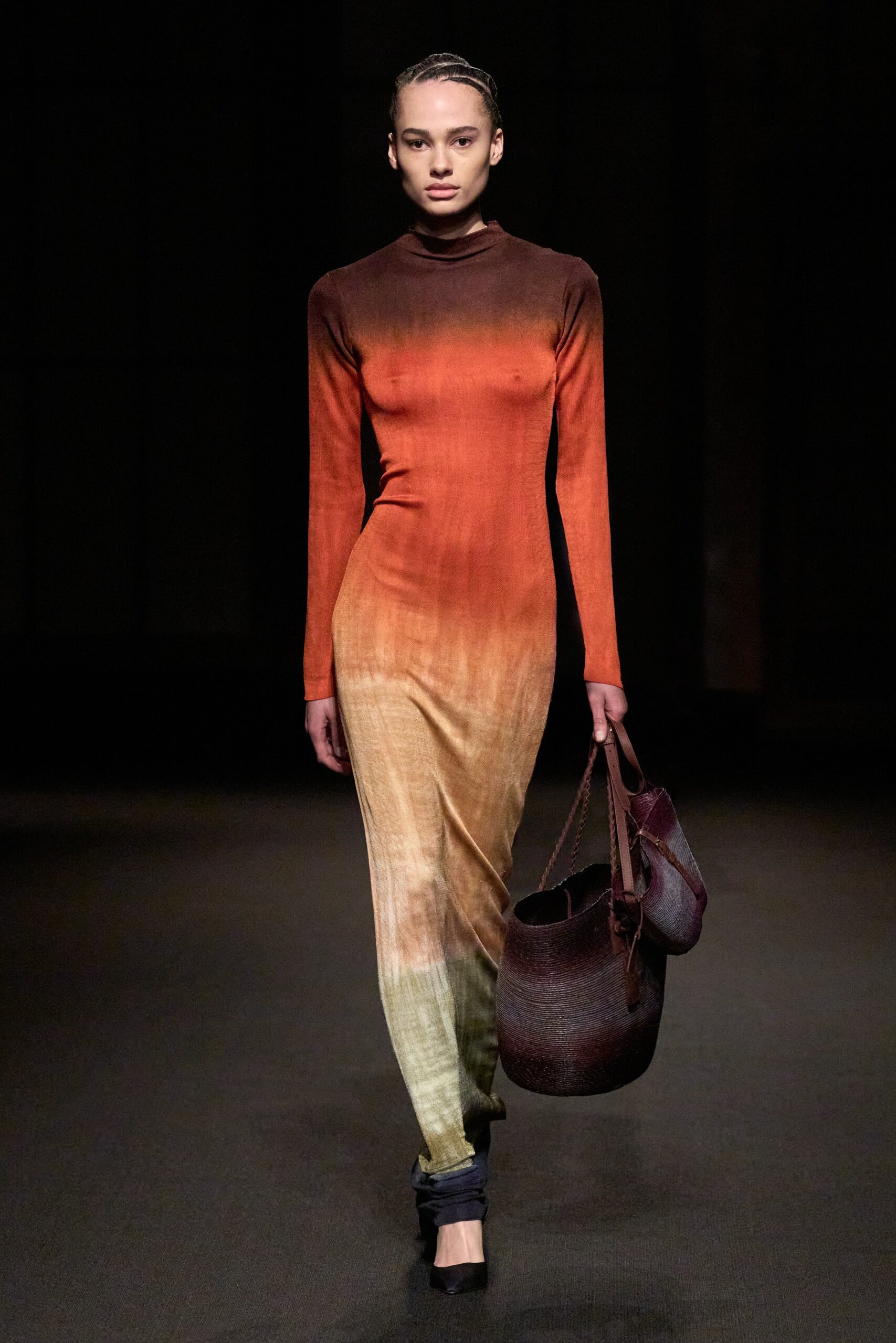 fitted ombre maxi dress