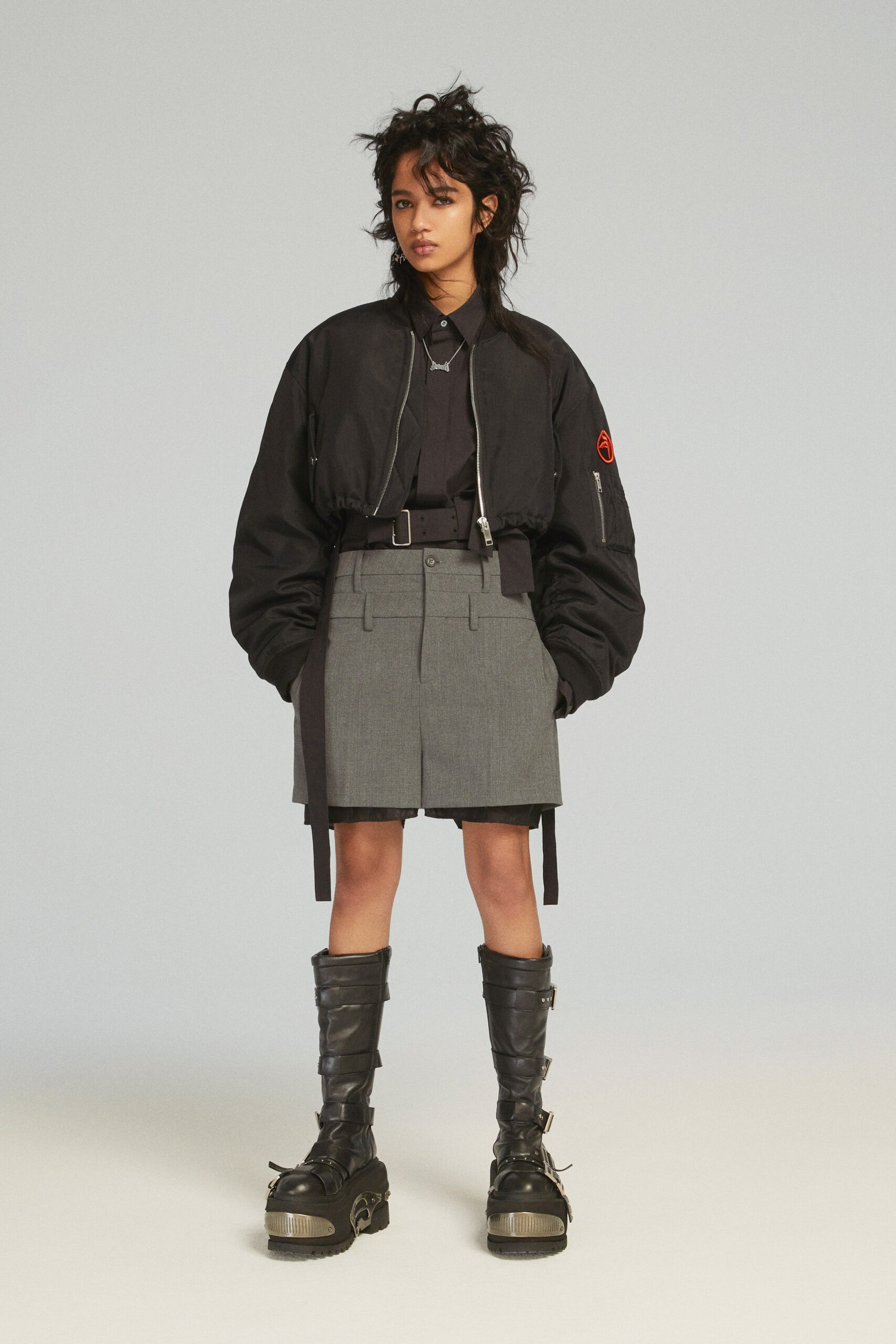 black leather zippered boots