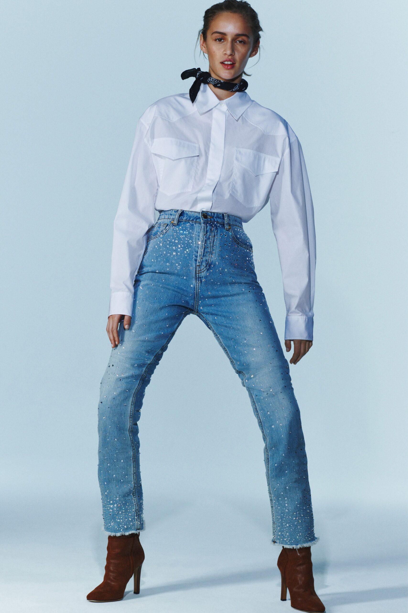 blue denim slim distressed zippered jeans