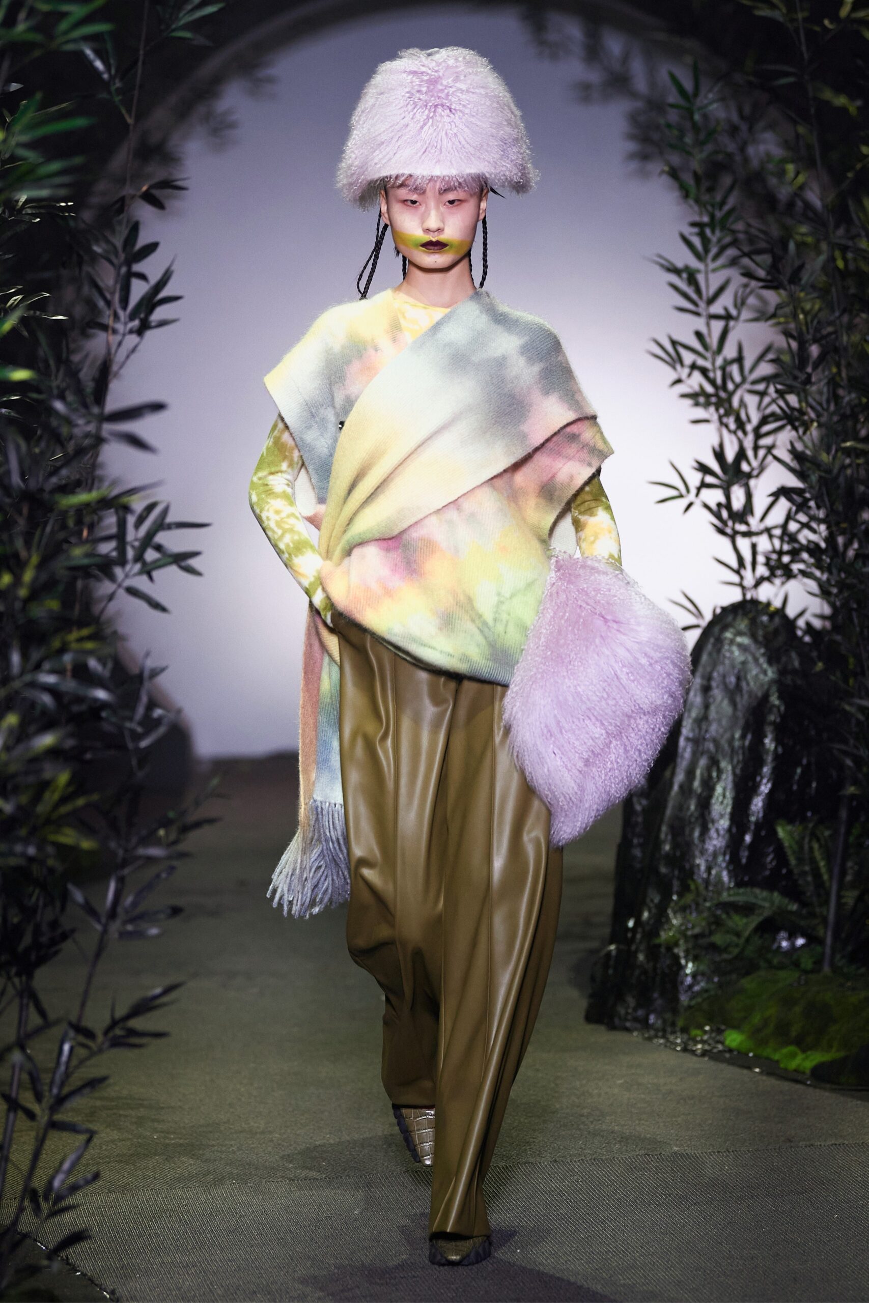 multi wool sleeveless relaxed draped flowing poncho