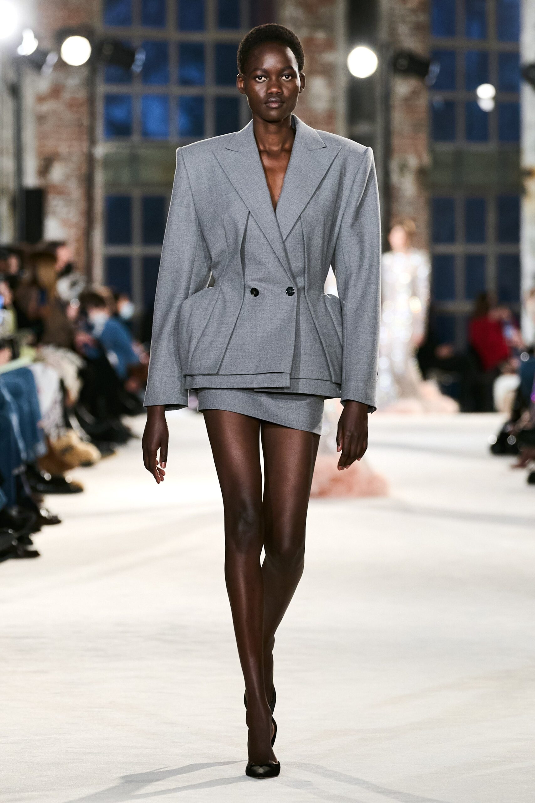 gray wool fitted pencil mini skirt