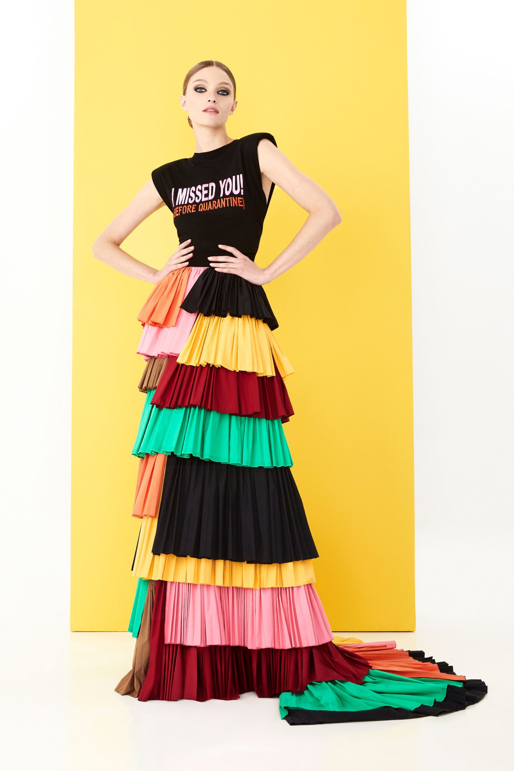 colorful layered maxi dress