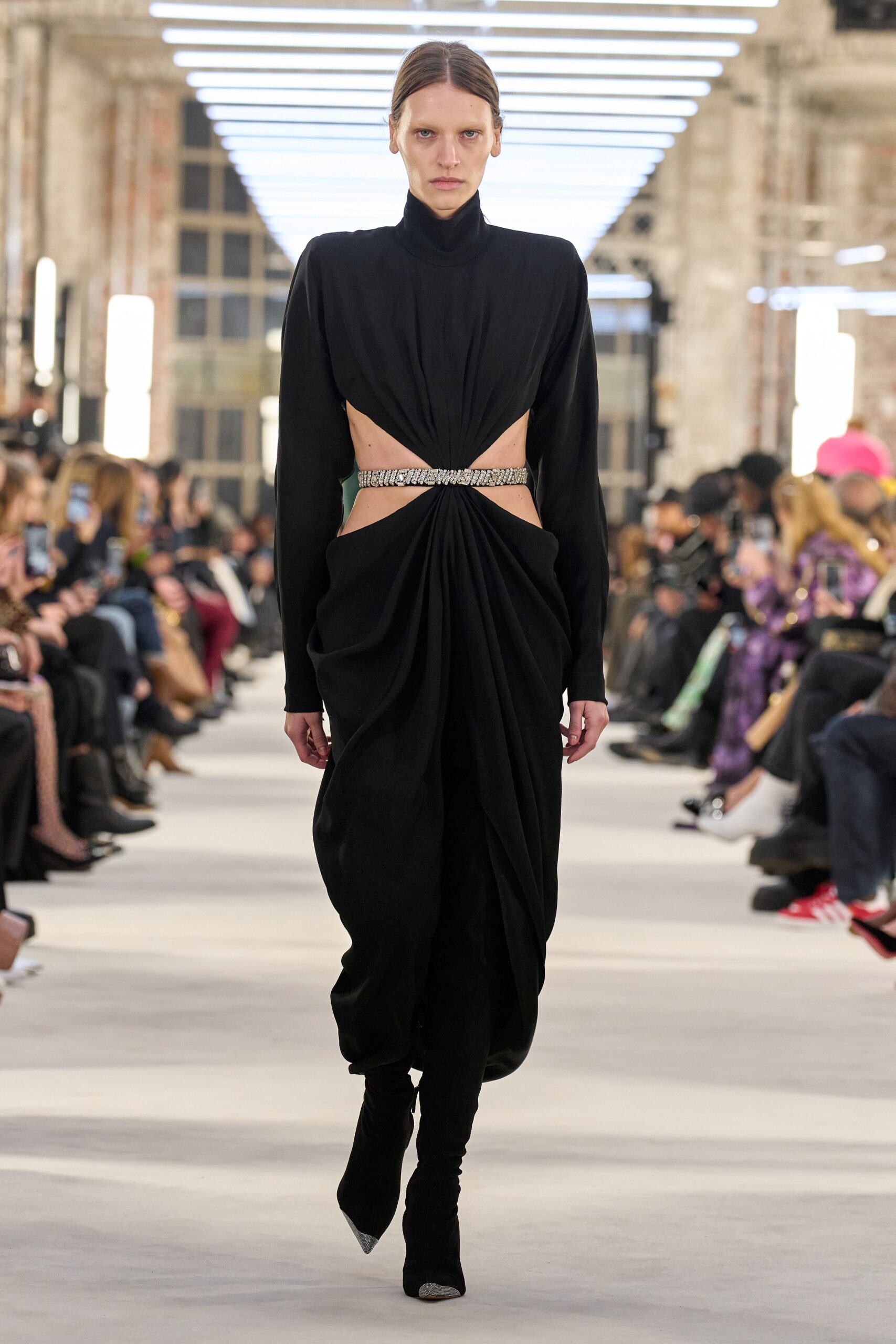 black silk fitted dress