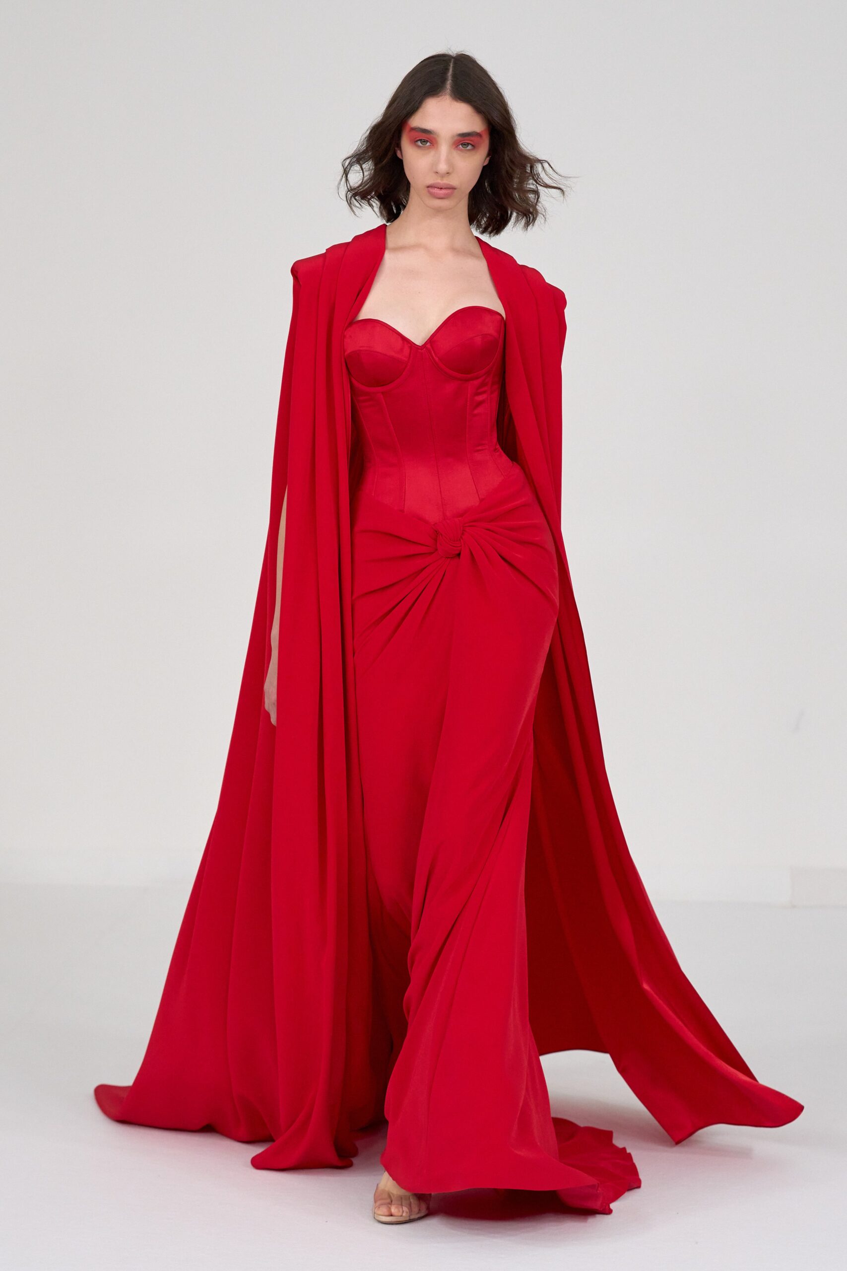 red silk relaxed cape