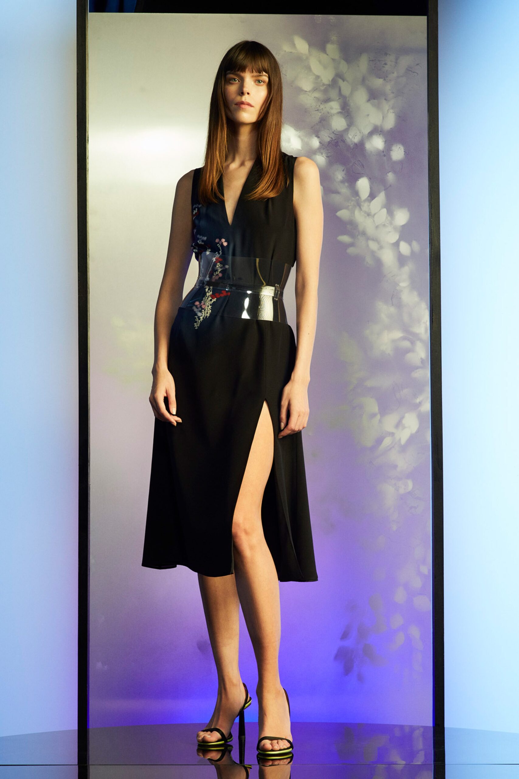 fitted black silk dress