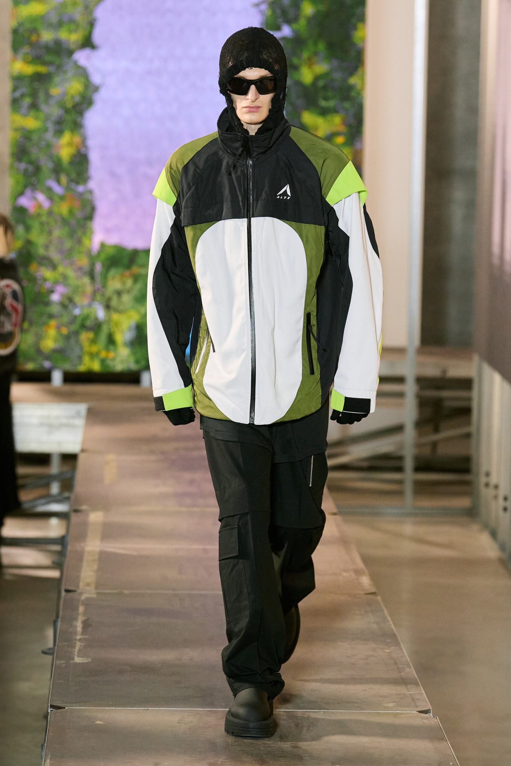 color-blocked jacket with cargo pants