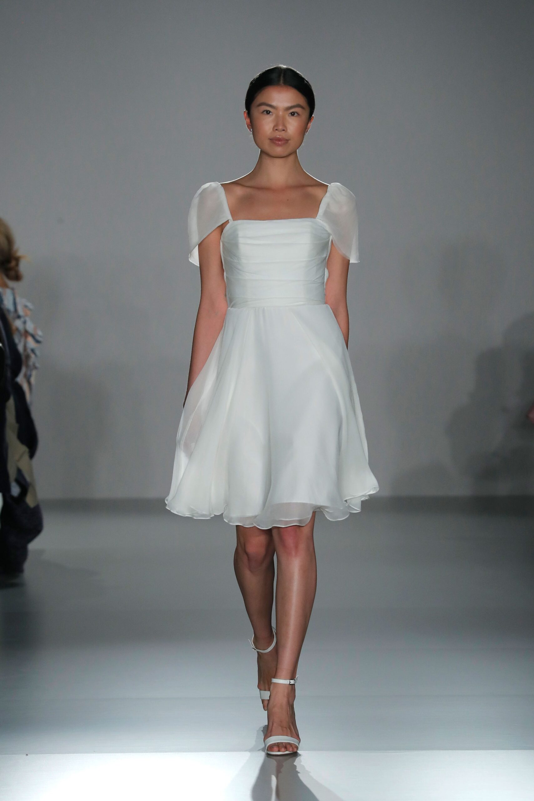 white silk fitted dress