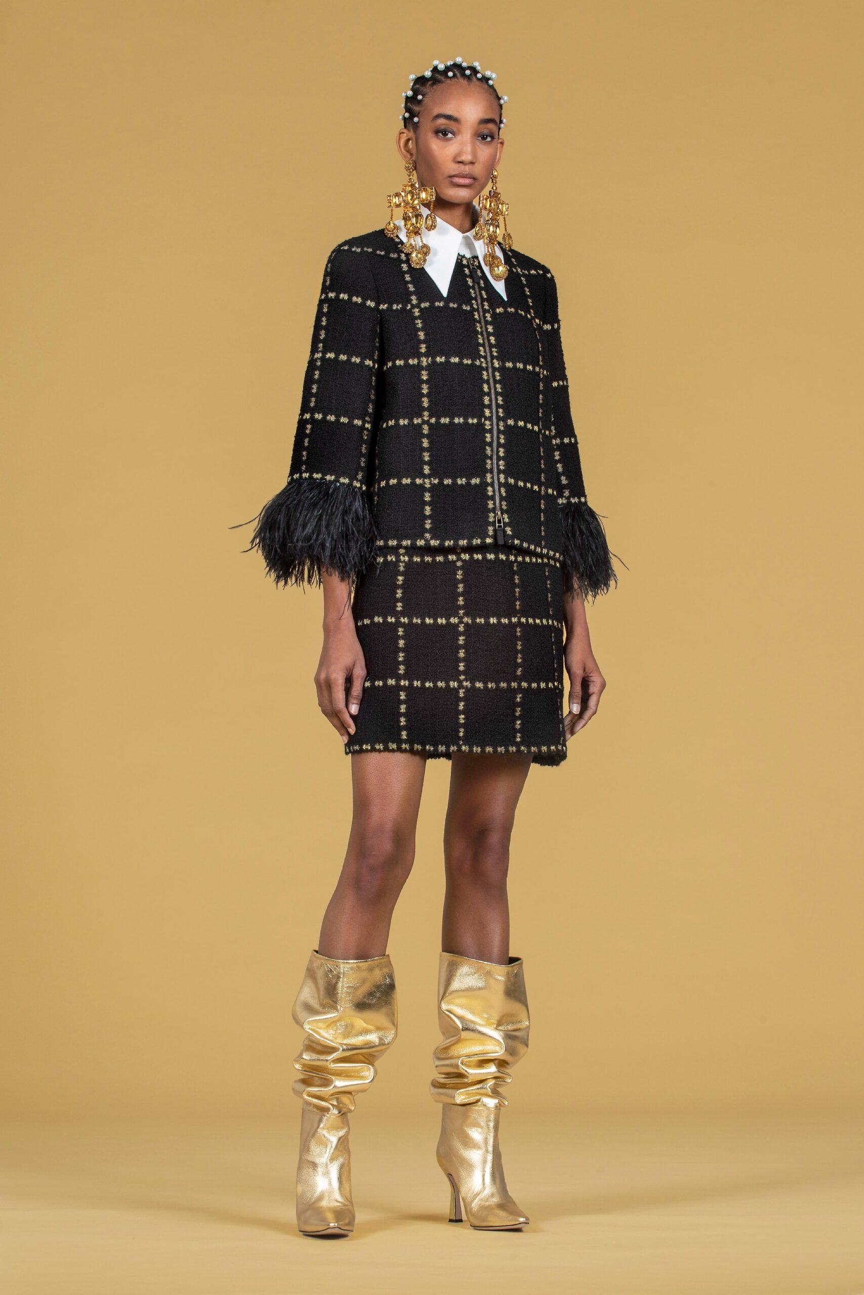 black tweed jacket and skirt