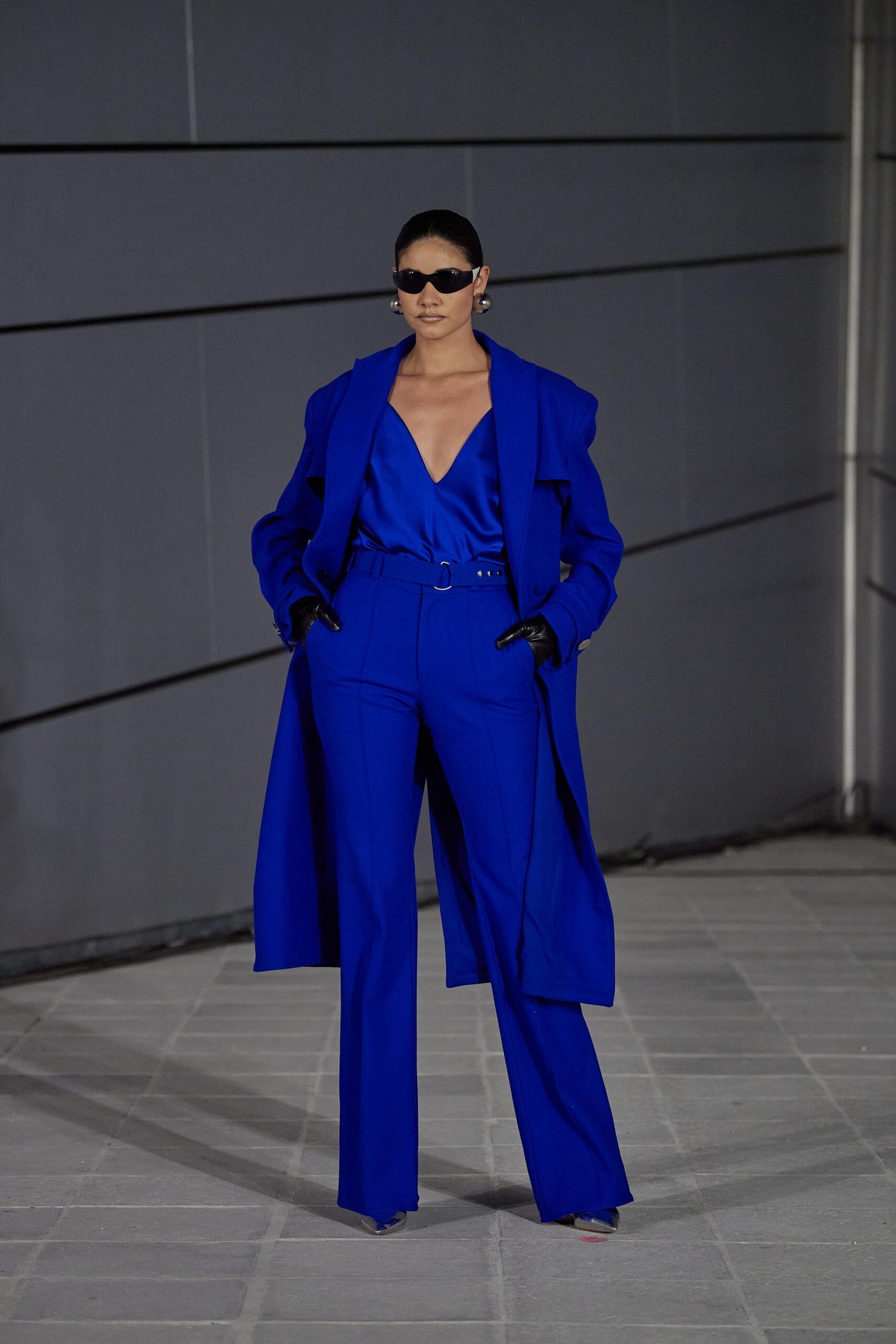 blue tailored blazer and pants