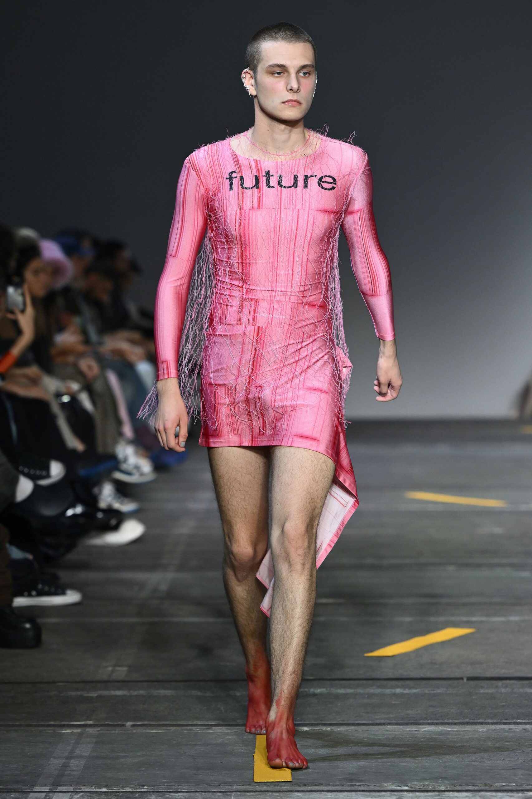 fitted pink silk dress