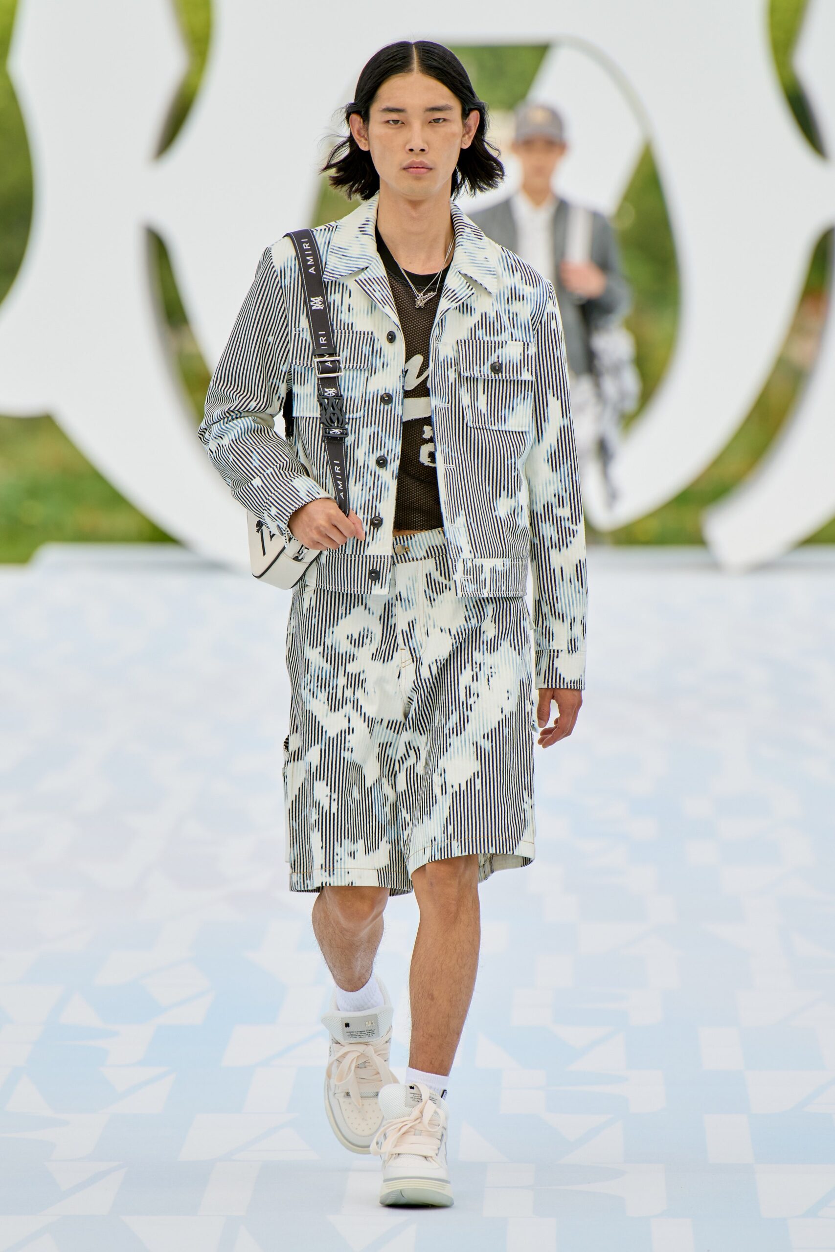 fitted striped jacket and shorts