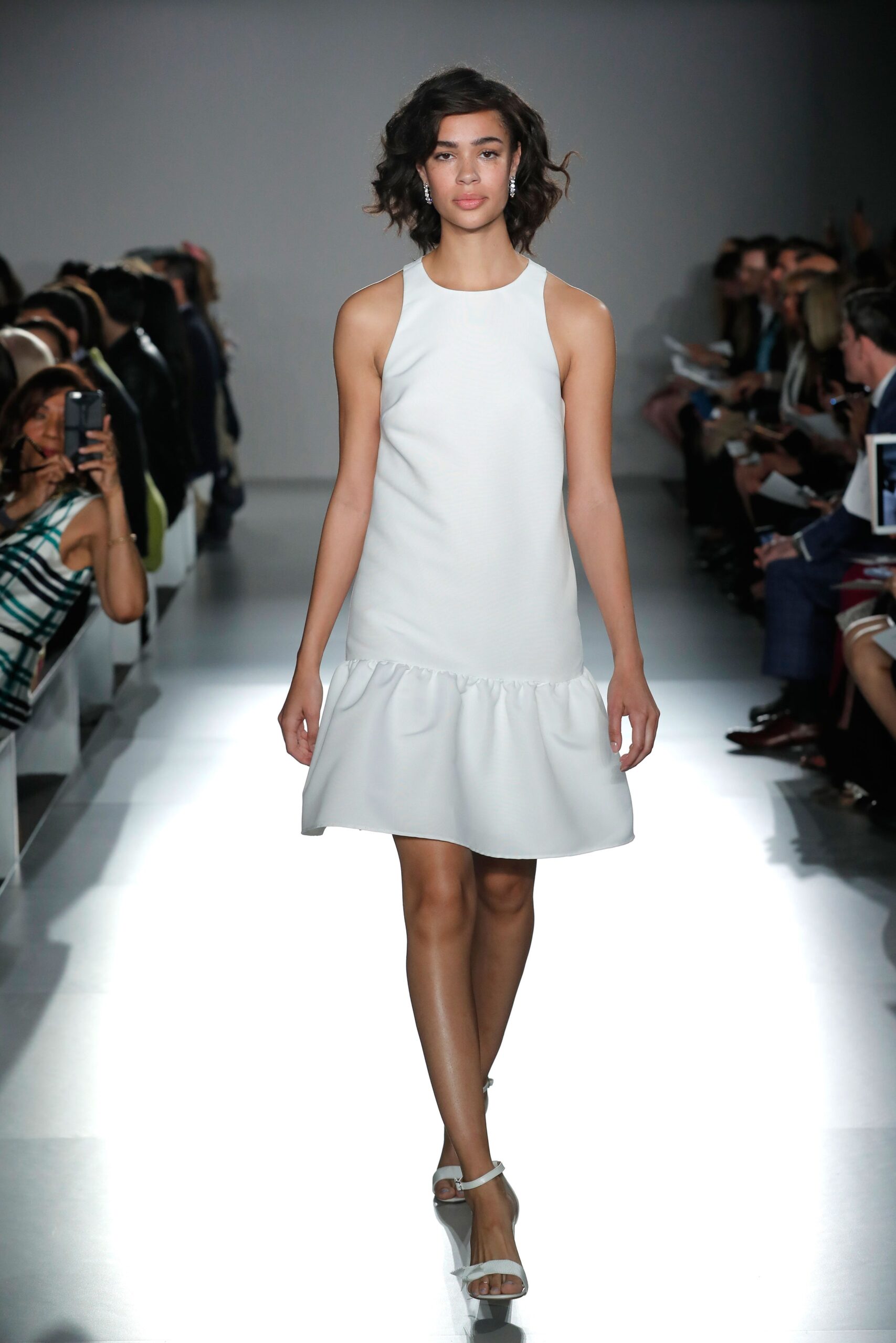 white fitted sleeveless dress