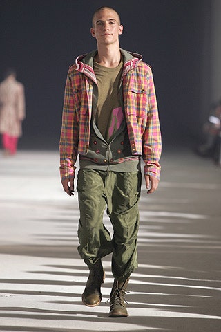 relaxed pink checked jacket with cargo pants