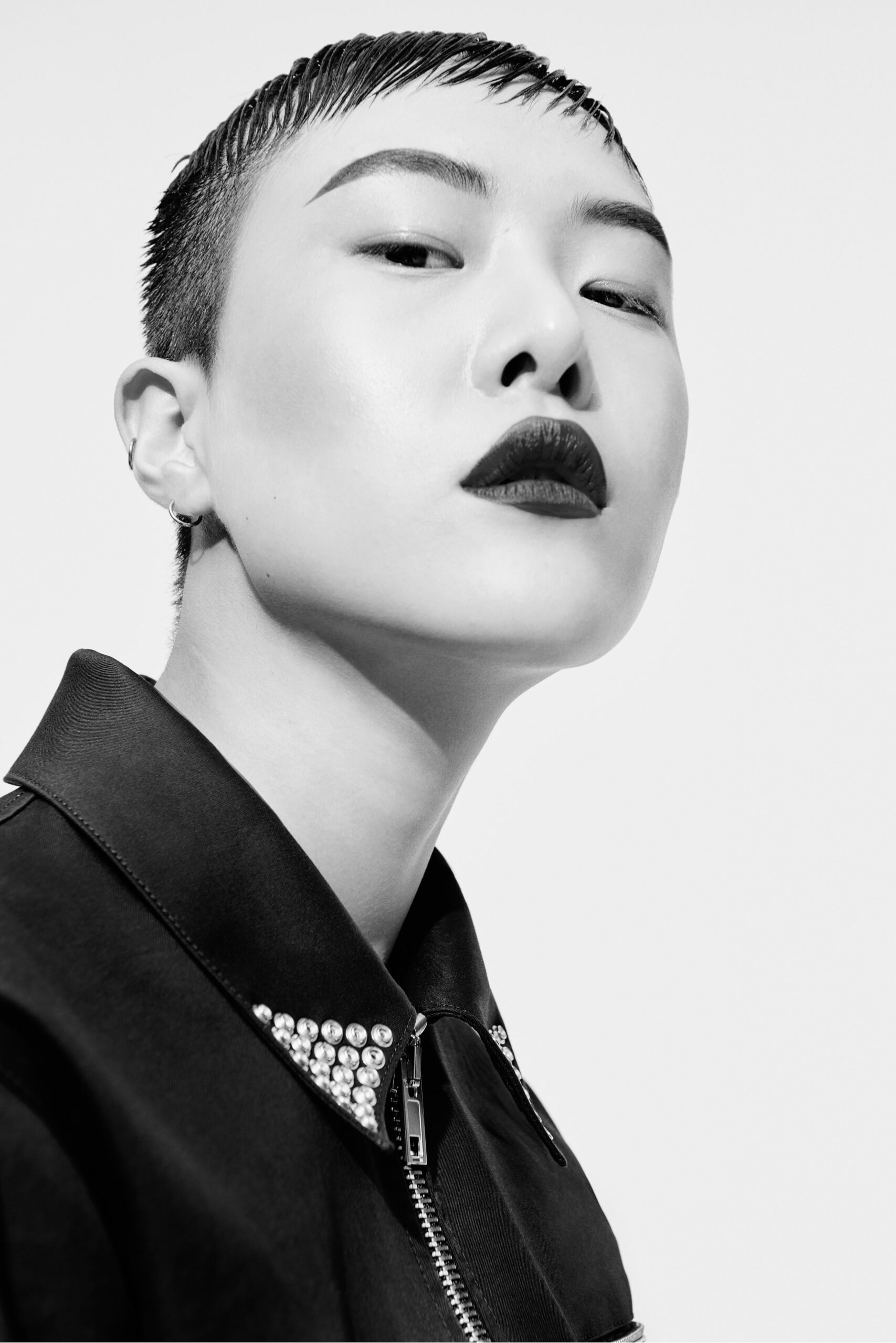 black fitted jacket with embellishments