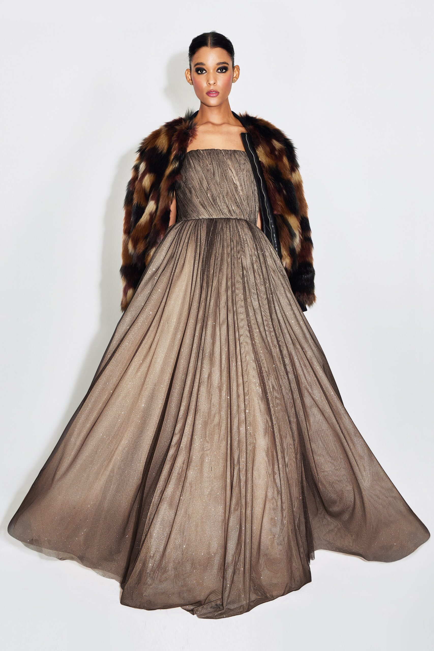 multi faux-fur oversized cape