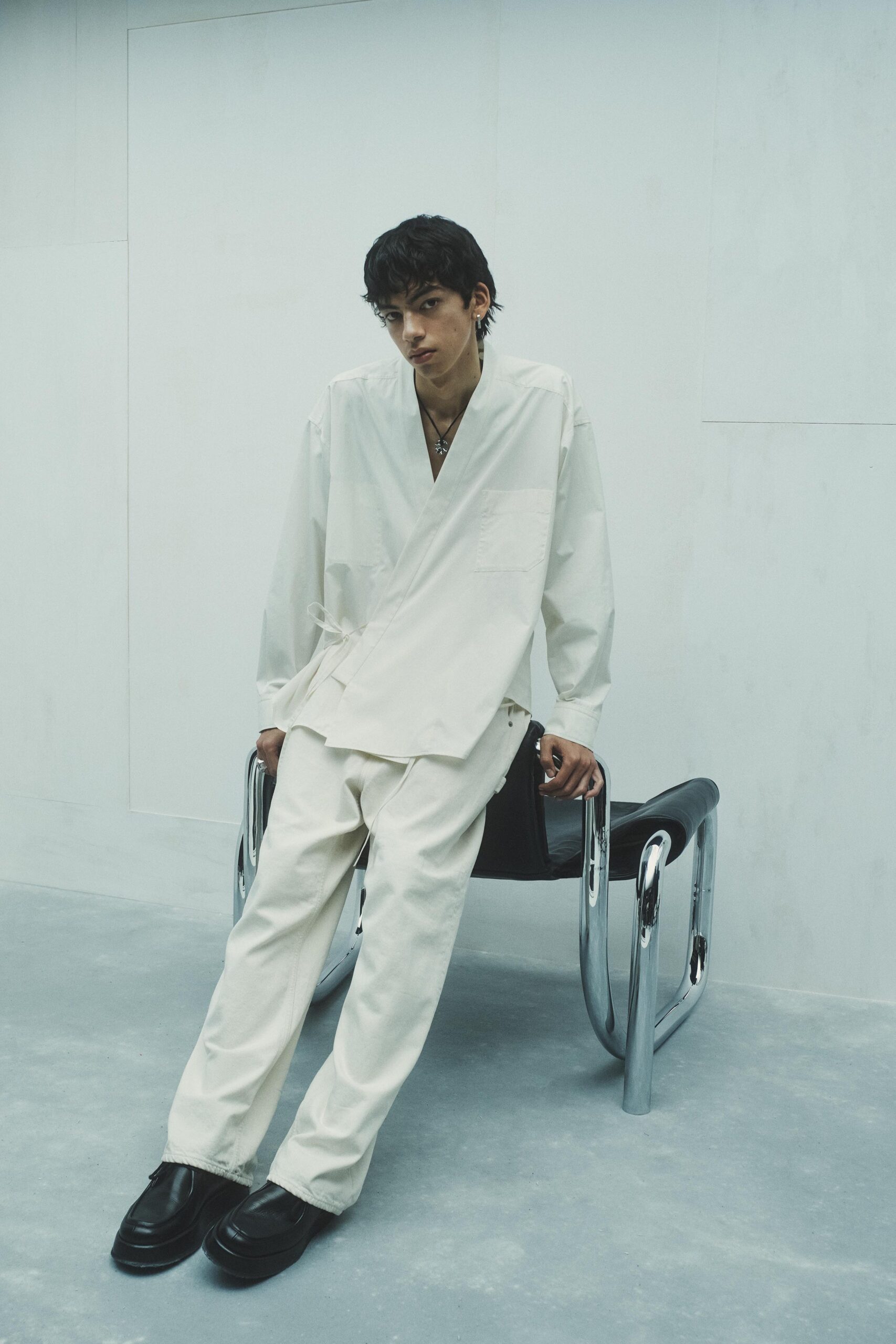 white relaxed shirt and pants