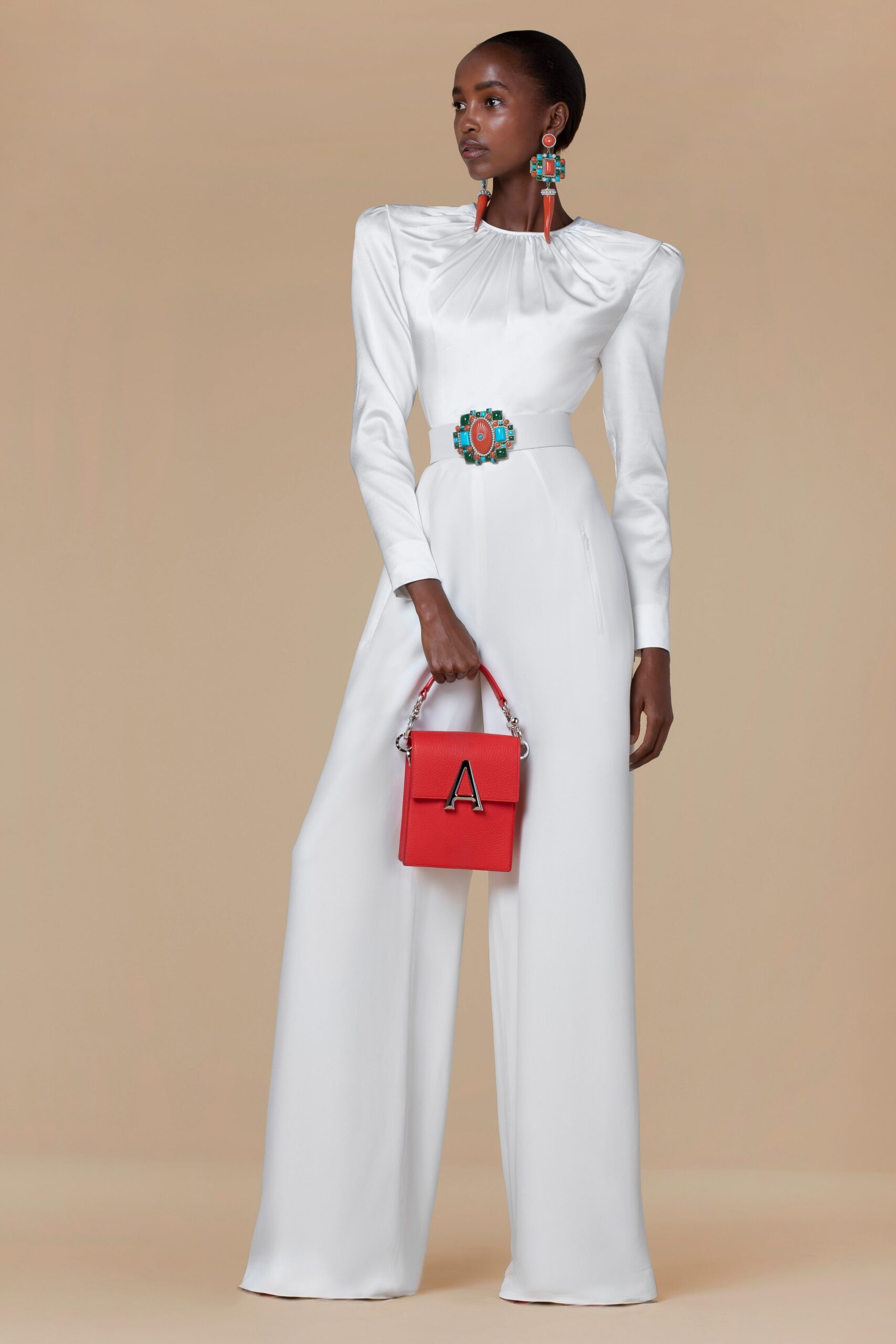 white silk fitted jumpsuit