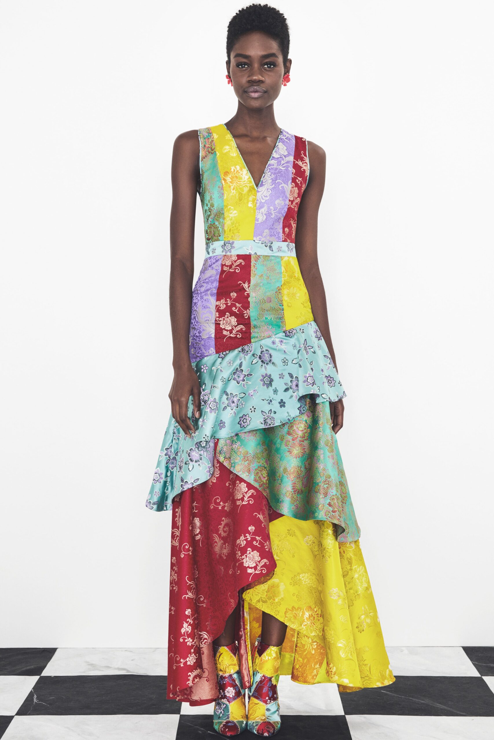 multi-colored tiered dress