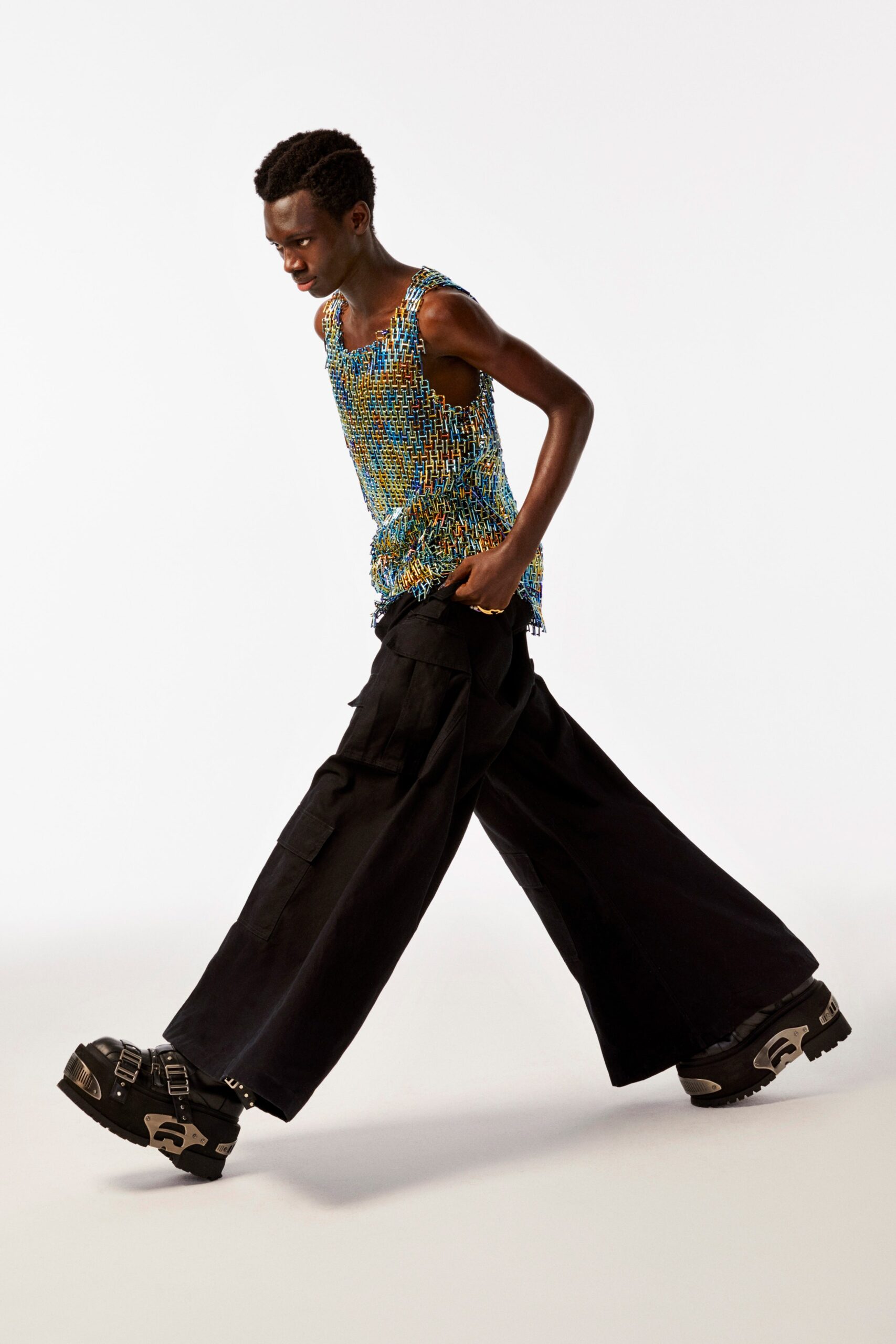 colorful tank-top with relaxed pants