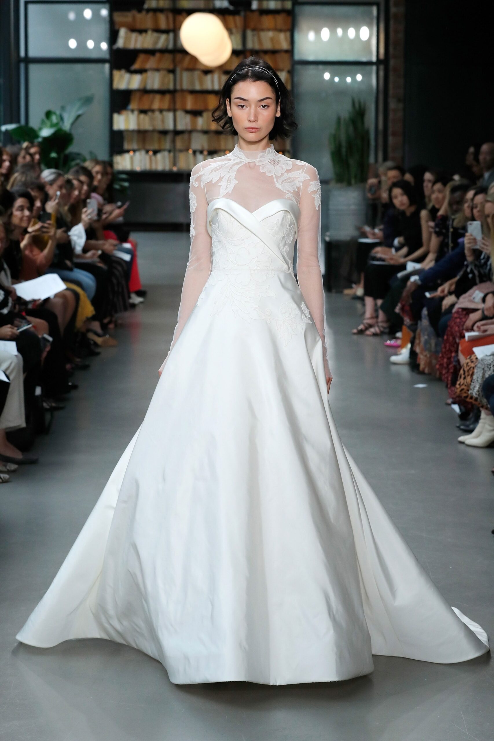white silk fitted gown