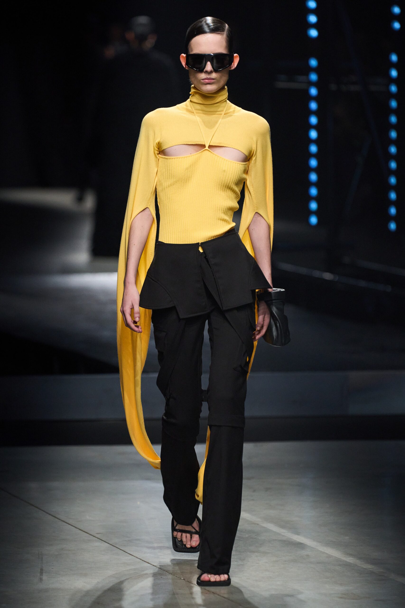 black cotton tailored flared pants