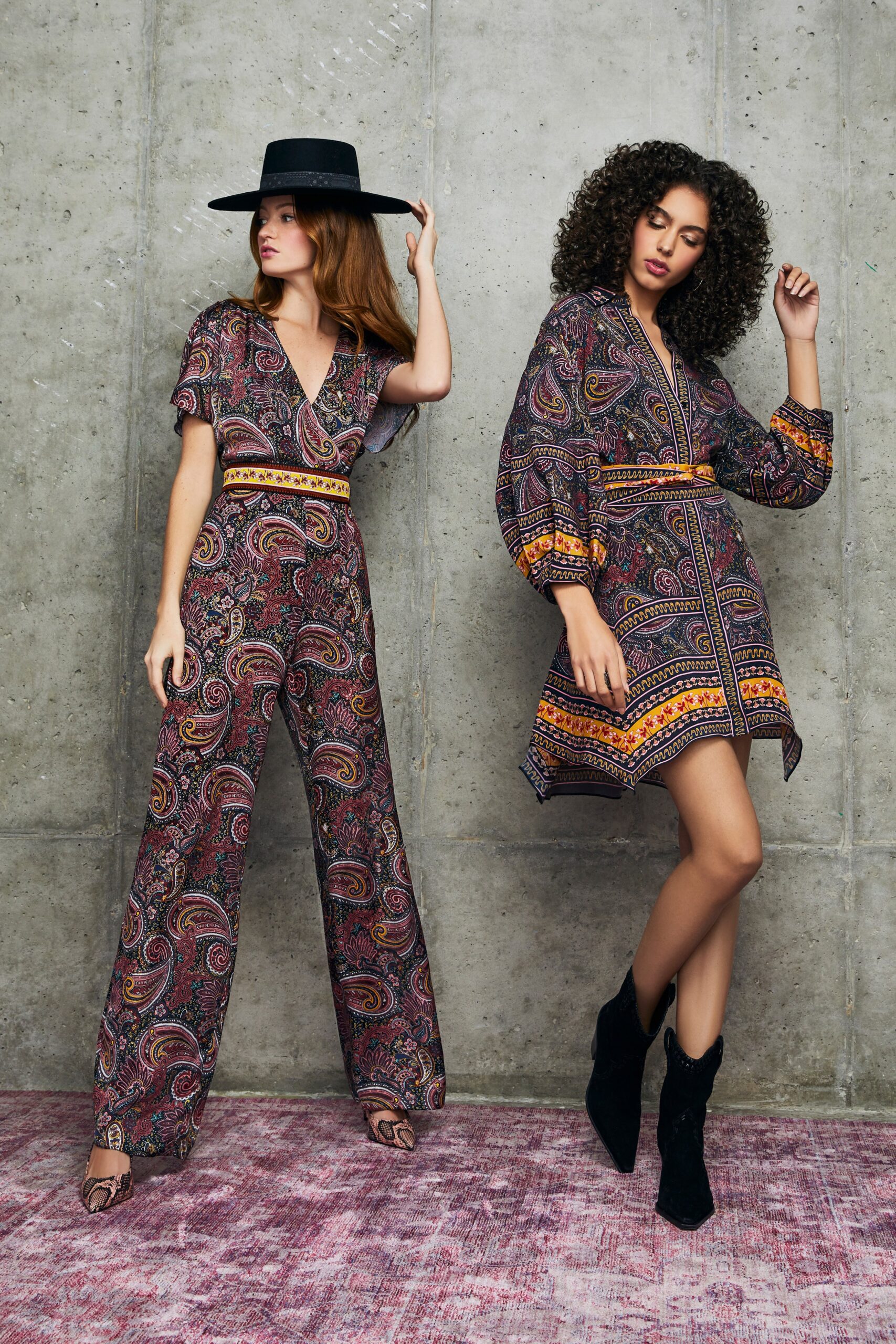 multi-patterned jumpsuit and dress