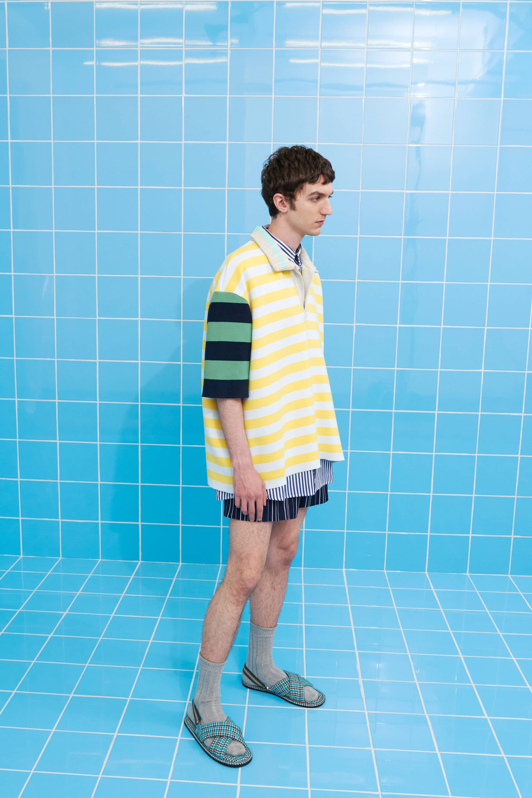 relaxed striped shirt and shorts