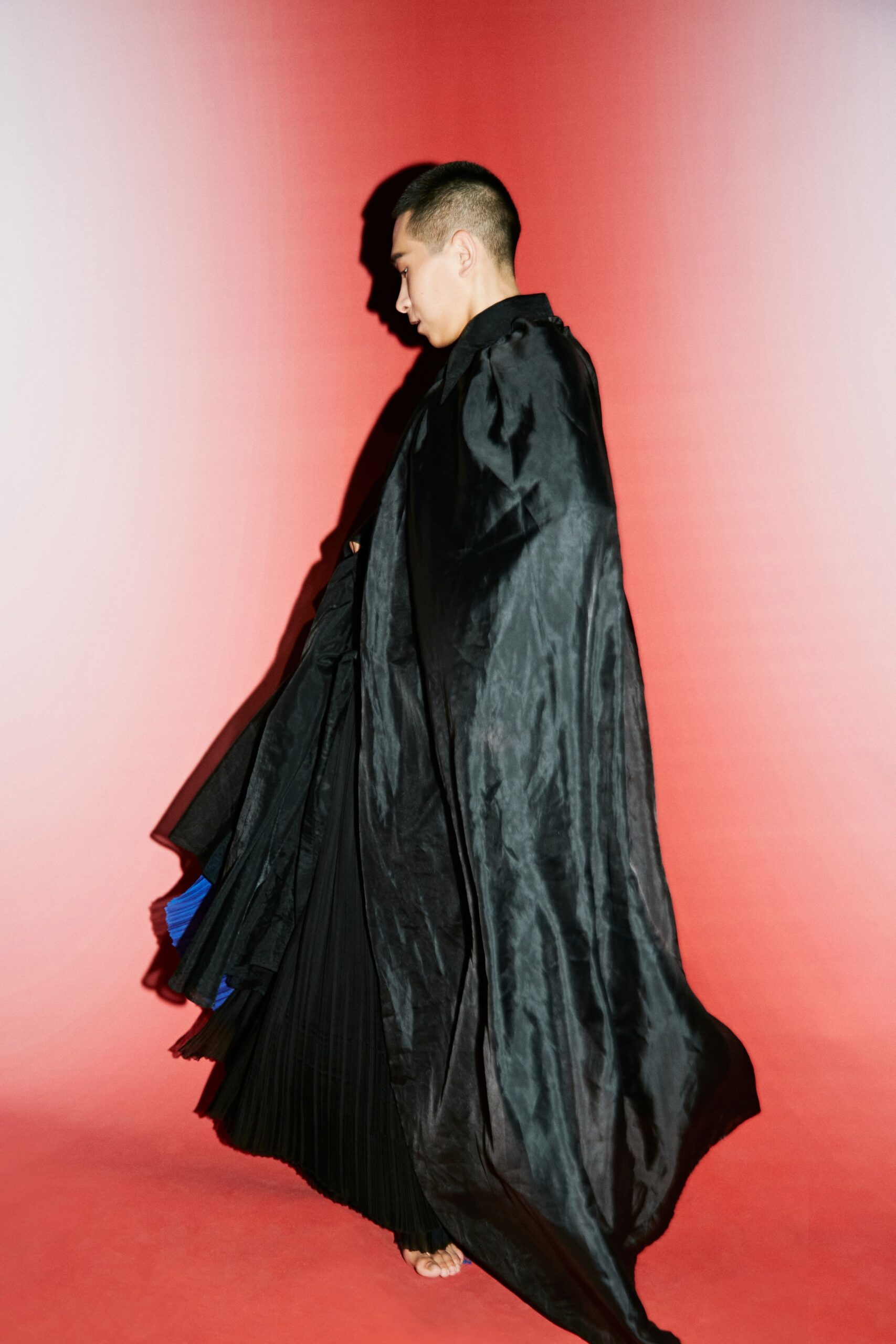 black silk cape and dress