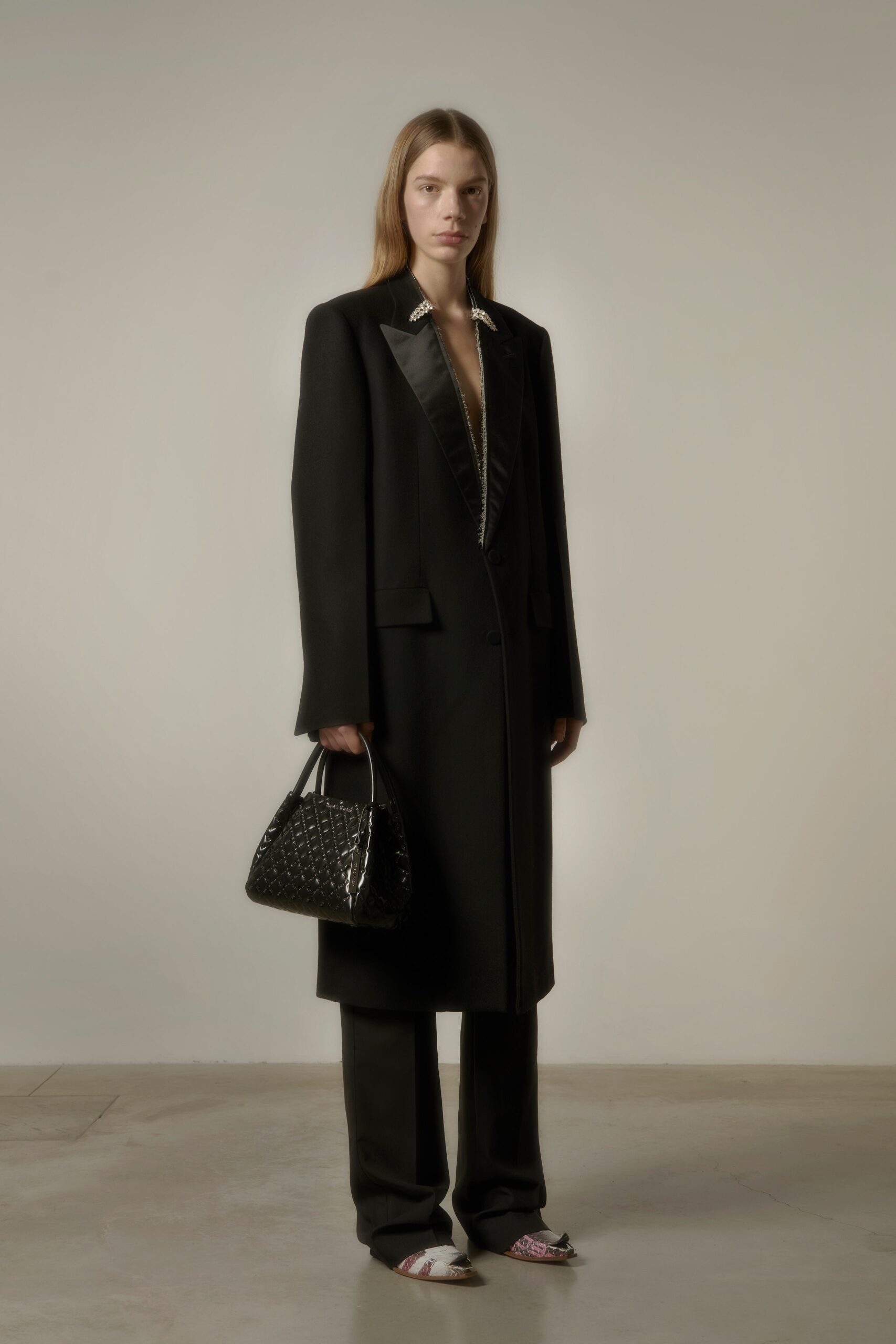 black leather quilted bag