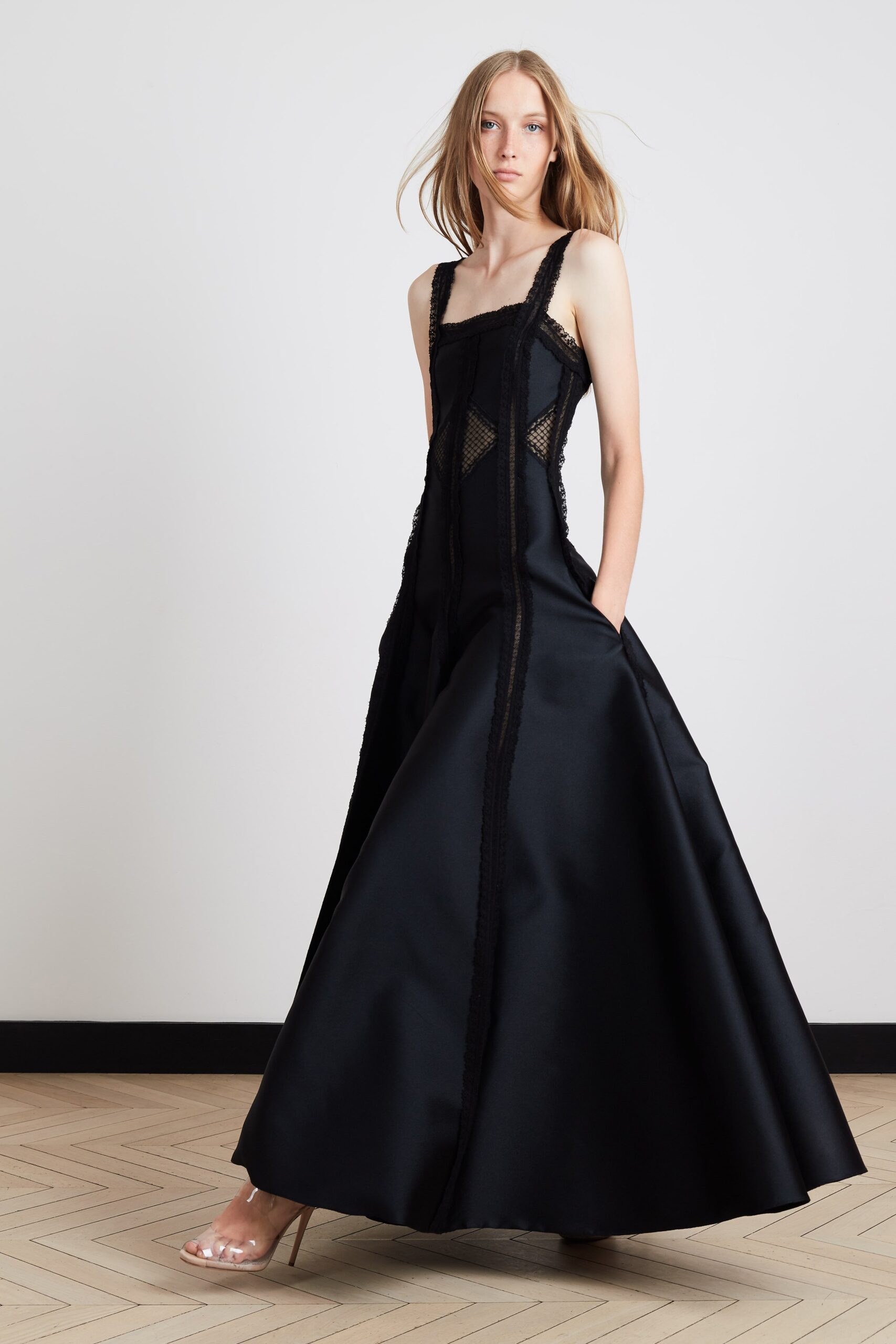 black silk sleeveless dress