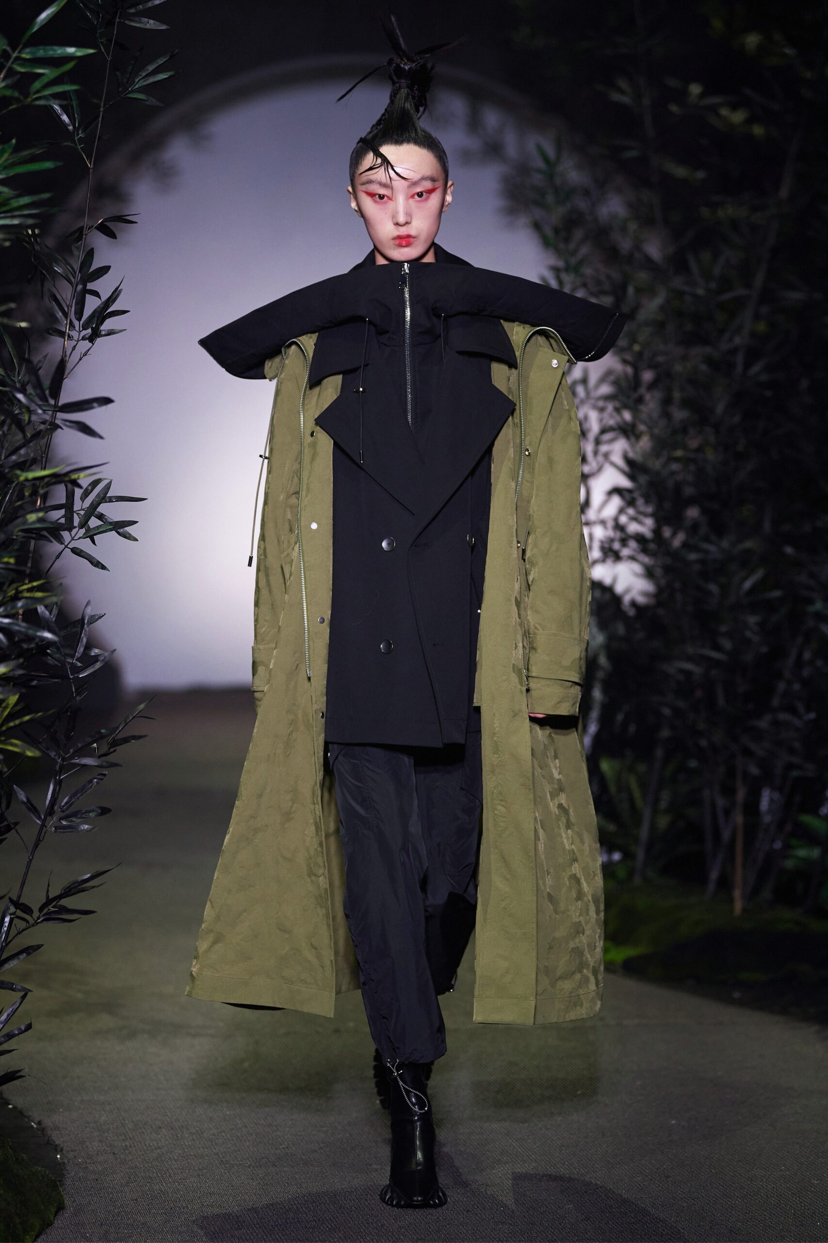 black and green relaxed coat