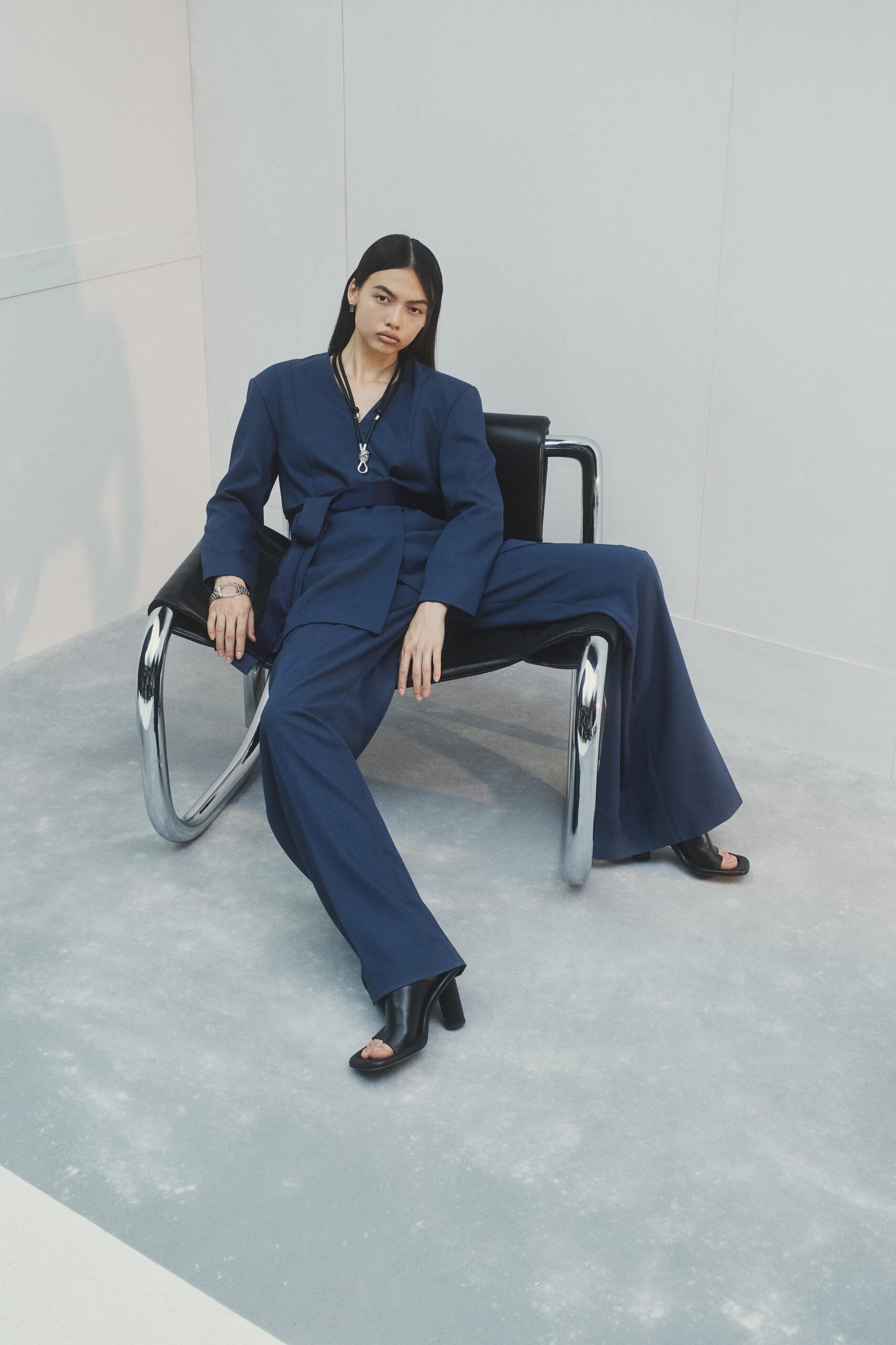 blue tailored suit