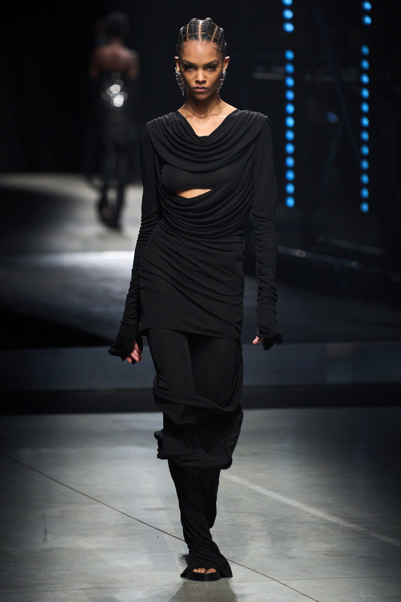black jersey fitted pants