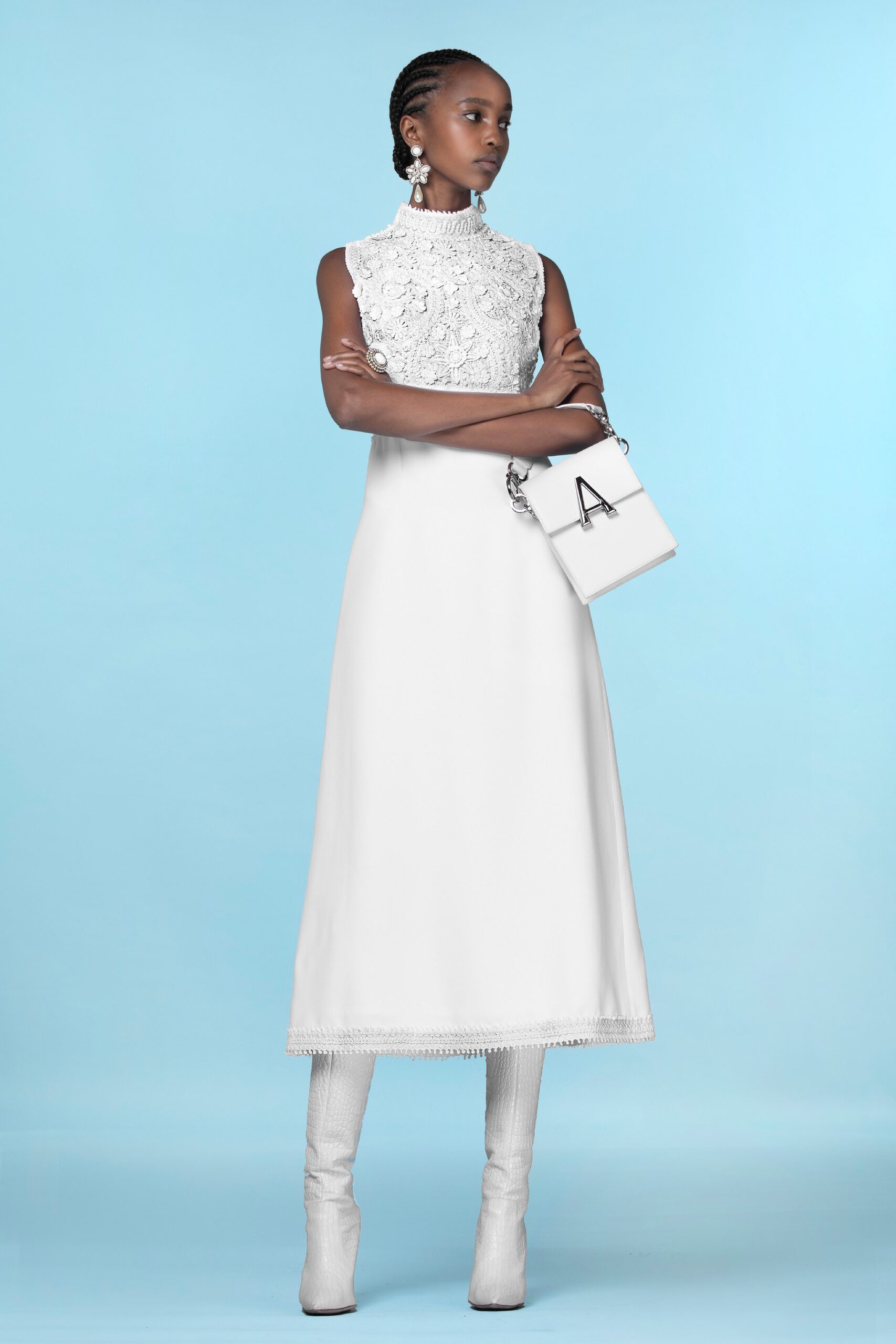 white leather structured bag