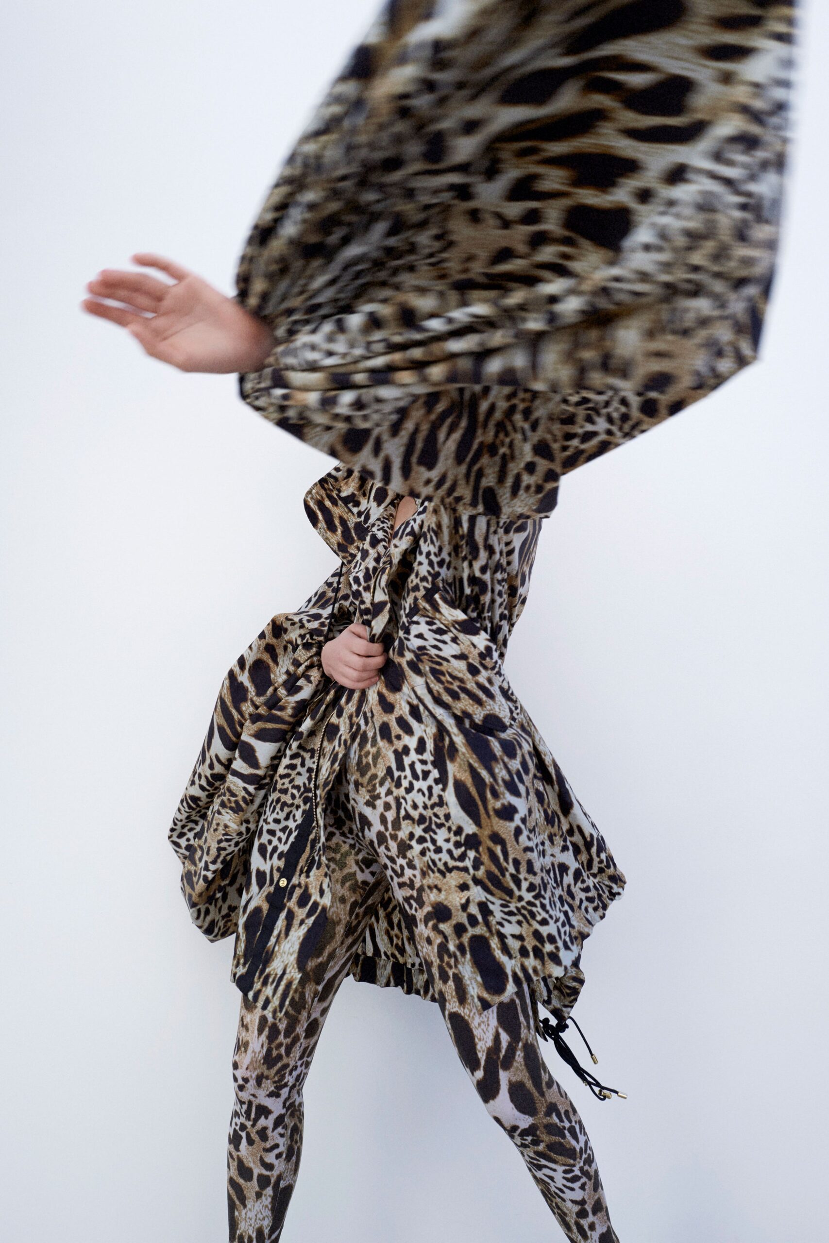 brown silk long-sleeve collared relaxed printed mini dress