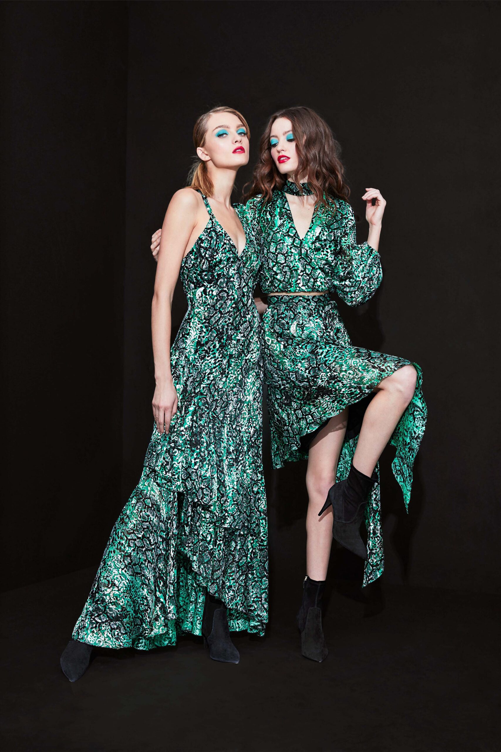 green silk maxi and midi dresses