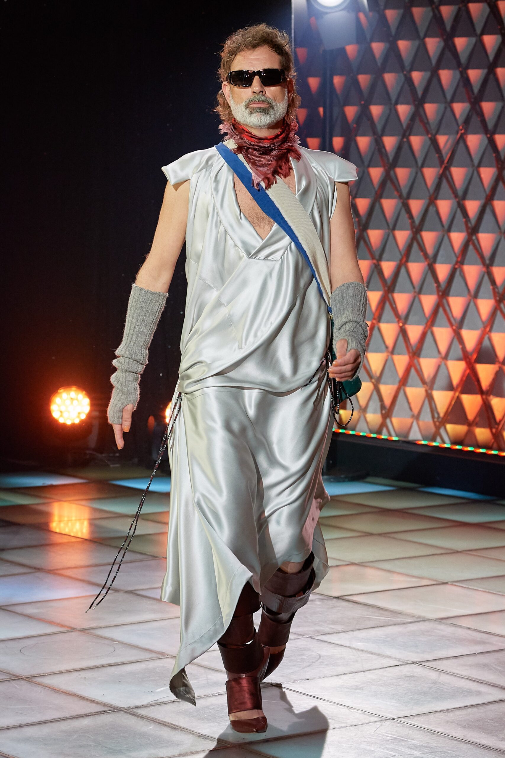 silver satin relaxed dress