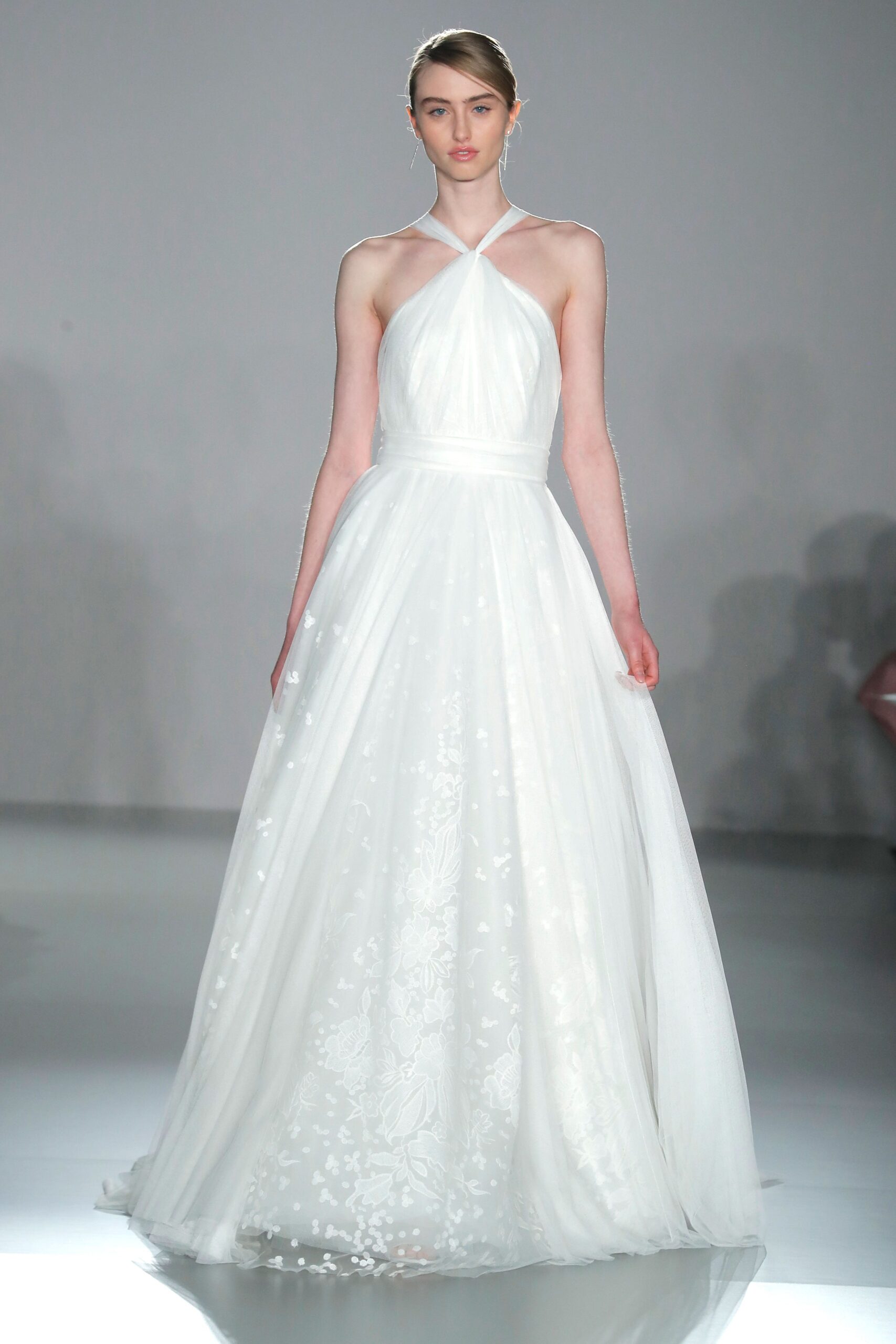 white silk halter gown