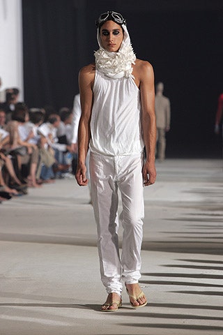 white fitted top and pants