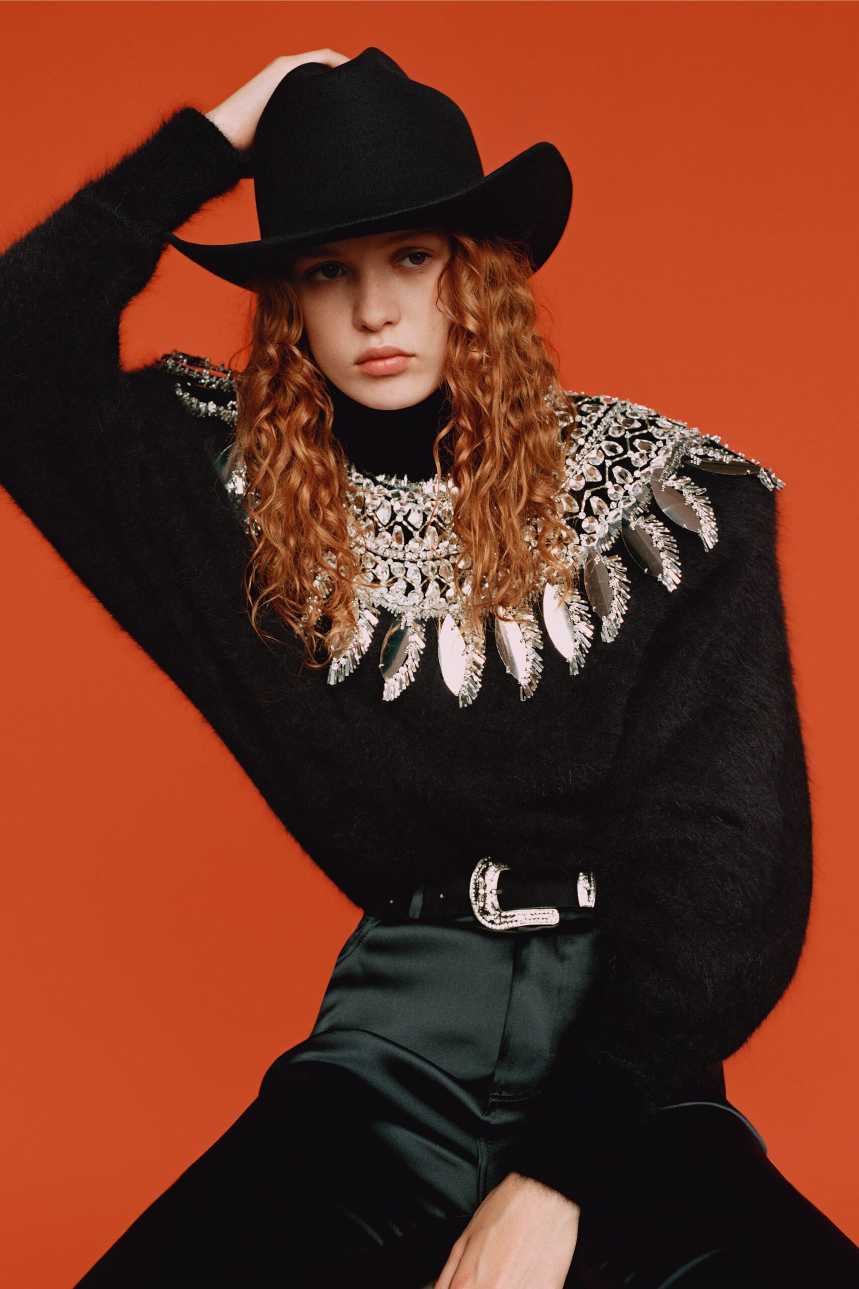 black embellished sweater with pants