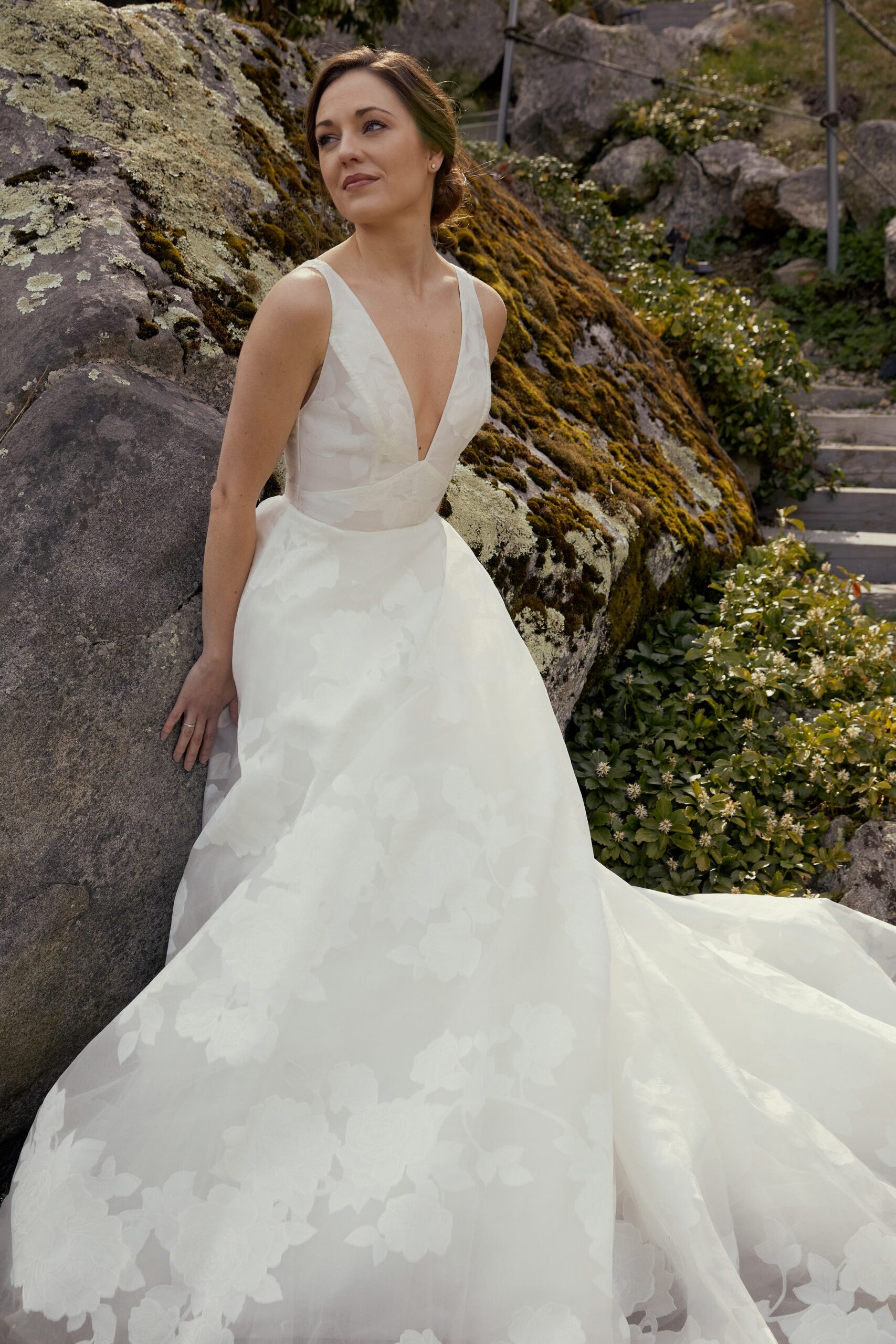 white silk sleeveless gown