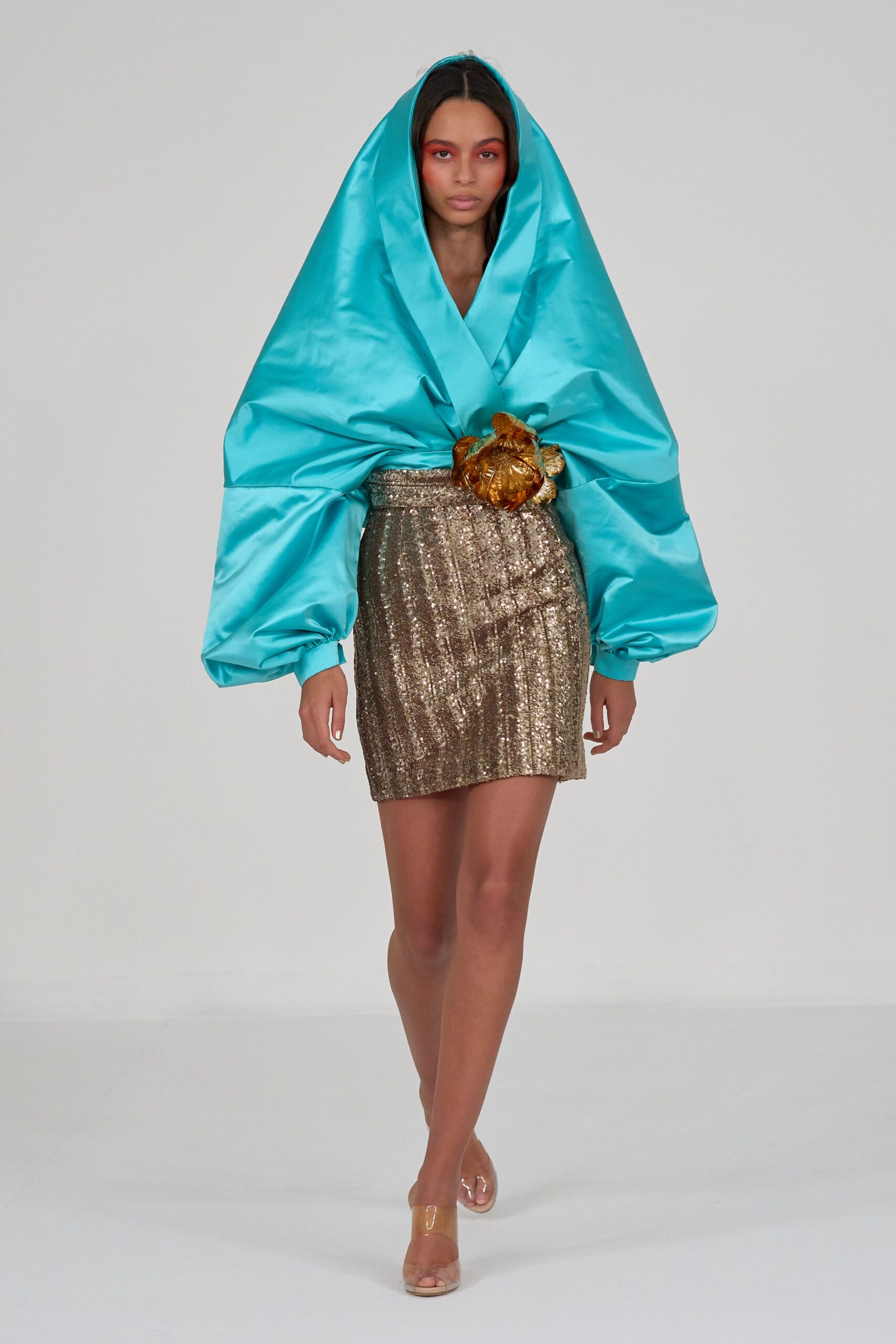 gold sequin fitted pencil shiny skirt