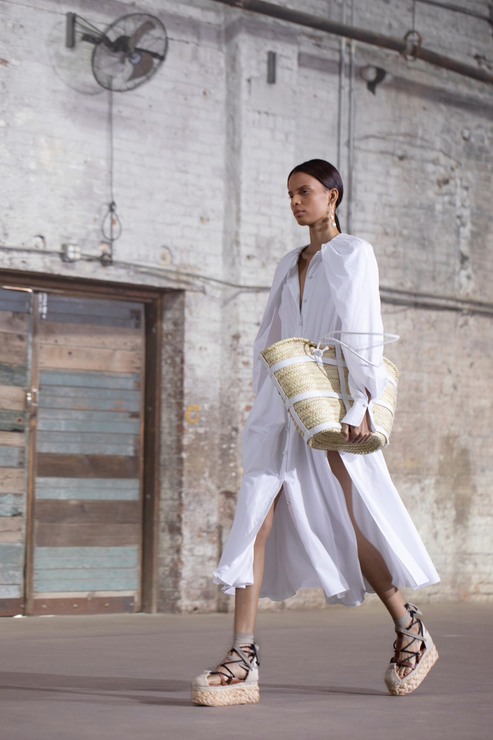 white relaxed midi dress