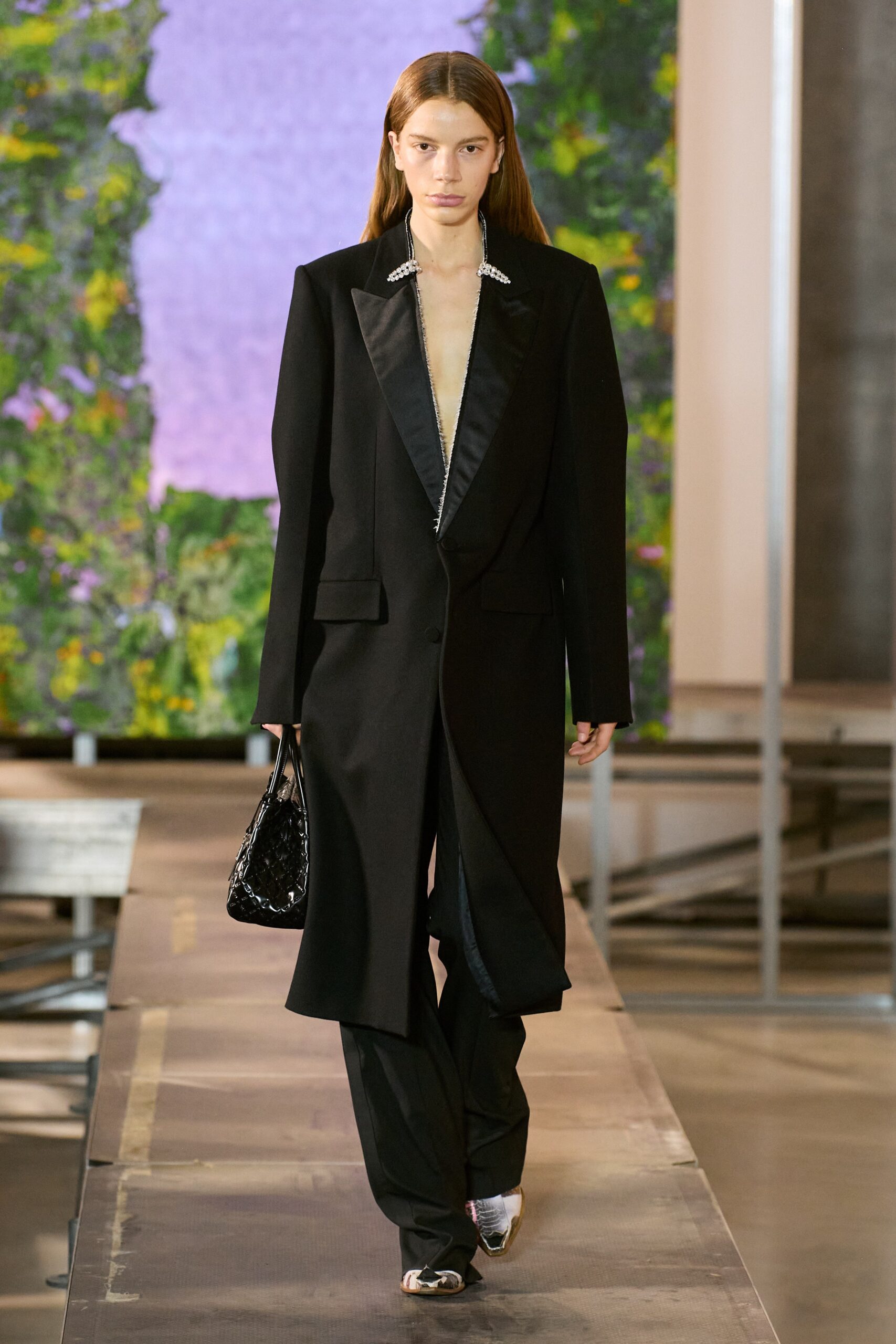black tailored blazer and pants