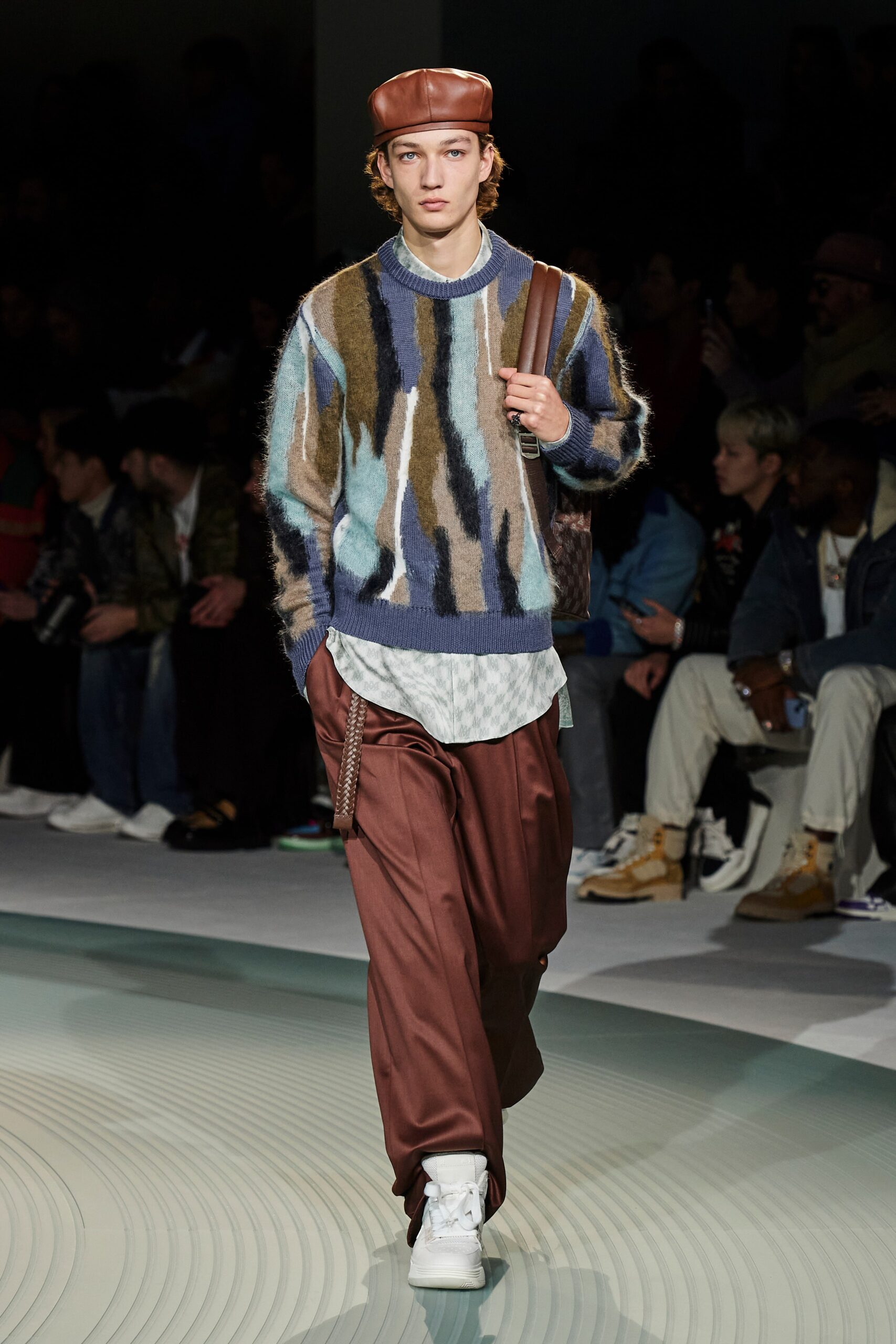 relaxed wool sweater with wide-leg pants